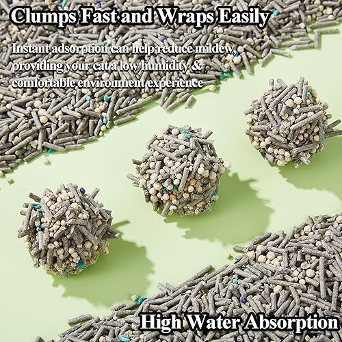 Miniatura 2 de Vealind Arena aglutinante para gatos, arena mixta para gatos, 5 en 1, sin polvo, desechable, sin olor, arena activada para gatos de tofu de carbono