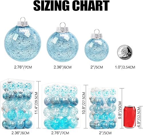 Miniatura 3 de Lulu Home 30 adornos de bola de Navidad transparentes de 2 pulgadas, bolas transparentes preencordadas con decoraciones únicas en el interior, bolas
