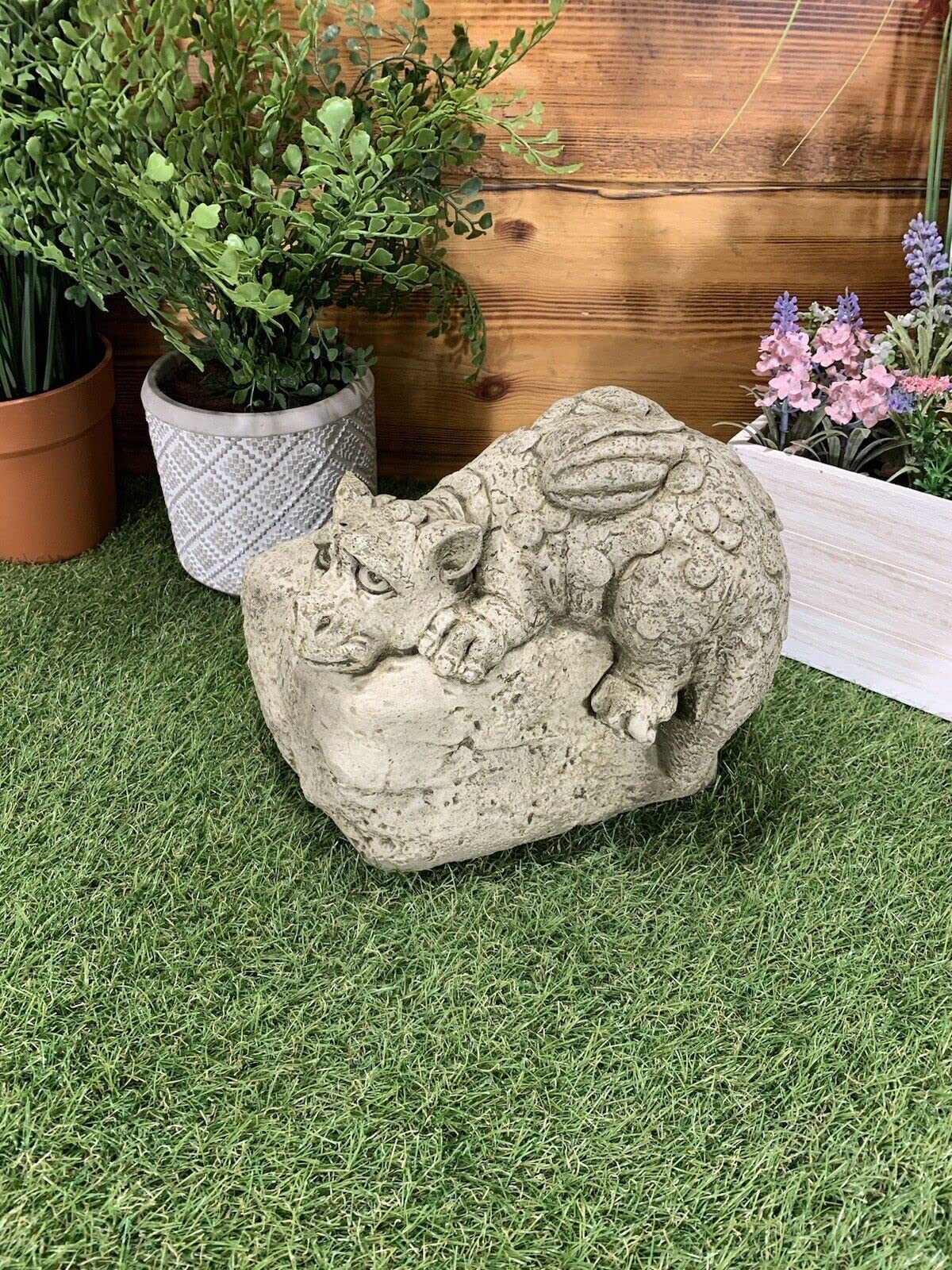 J And L Stone Ornaments Stone Garden Dragon On A Rock Hand Cast Cute Statue Mythical Gothic Ornament