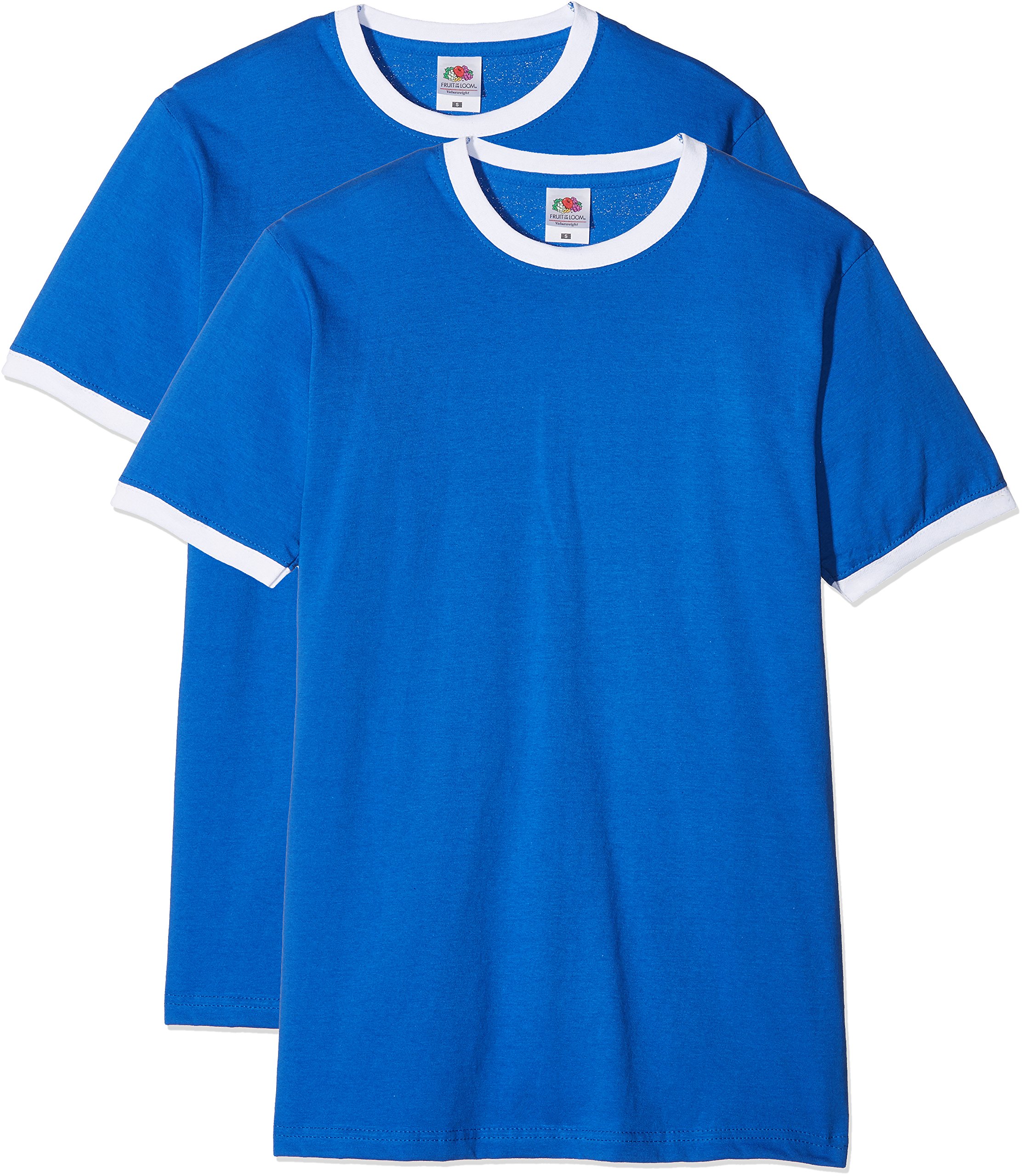 Fruit Of The Loom Men's Royal Blue/White Ringer Premium T-Shirt Pack Of 2, Small