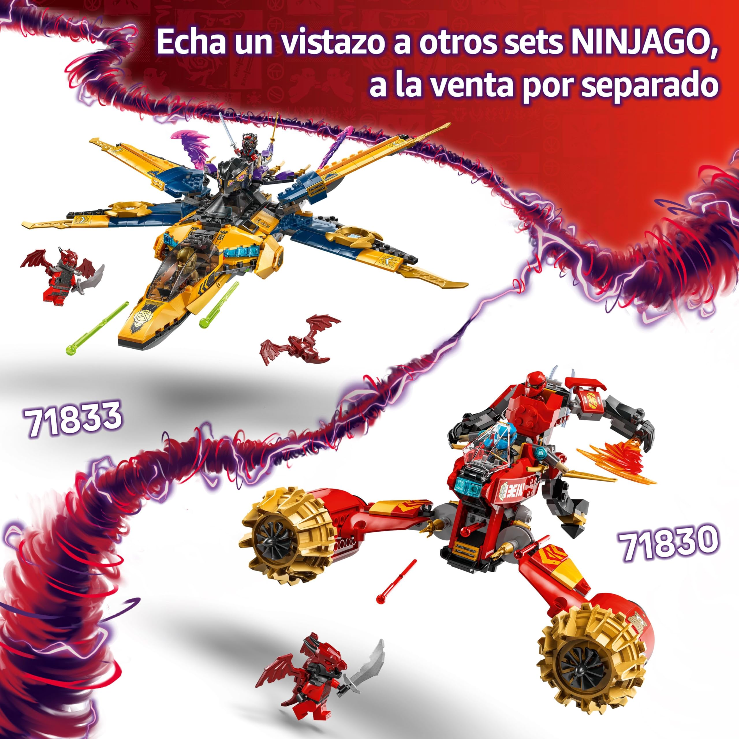 LEGO Ninjago Moto-Meca de la Tormenta de Kai Juguete de Construcción, Juego Ninja con Moto y 3 Minifiguras, Figura Articulada con Catana, Regalo para Niños y Niñas de 7 Años o Más 71830