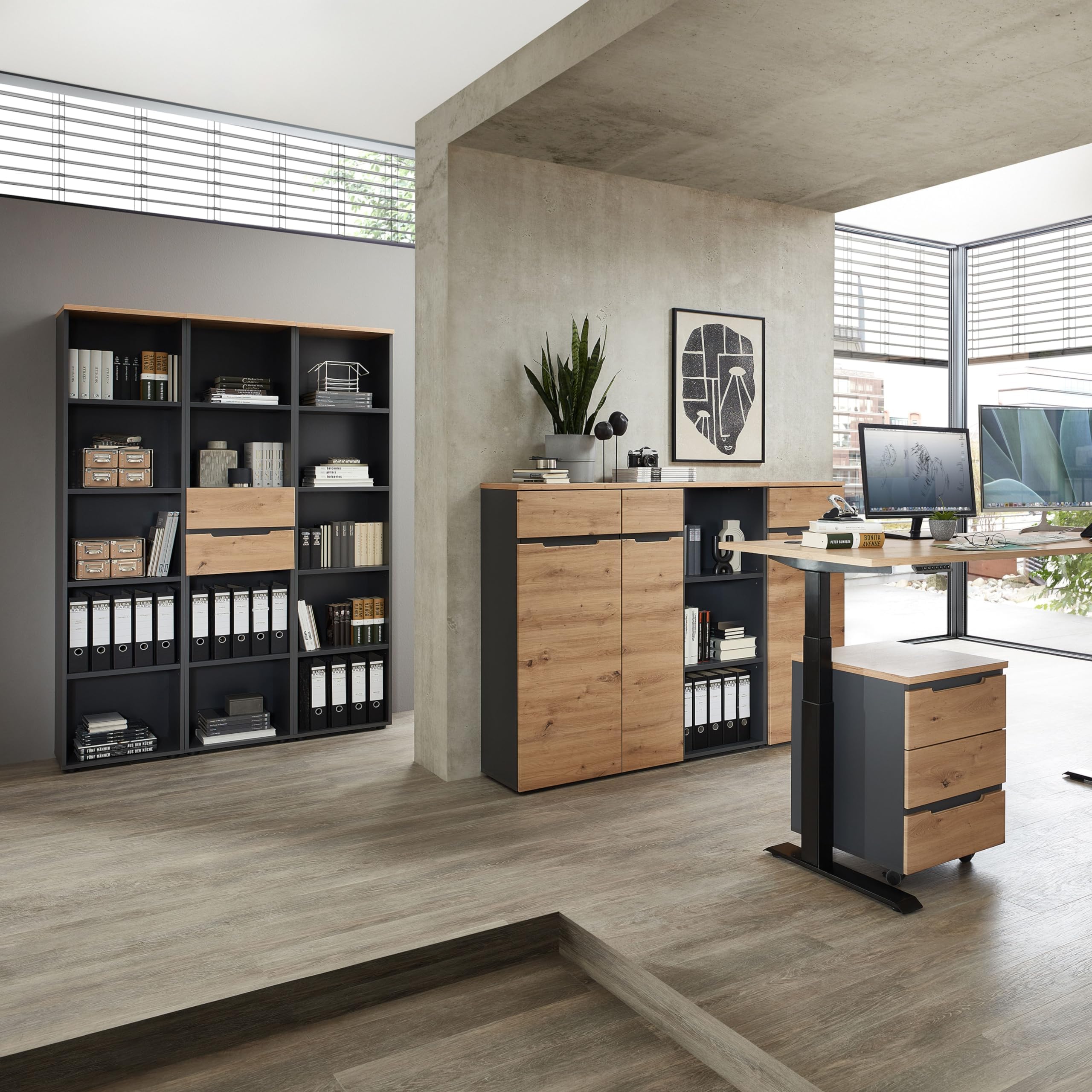 Mobile Porta Dischi VidaXL In Rovere - 84.5x38x48 Cm, Legno Multistrato, Per Giradischi E Colzione Vinili - Foto 7