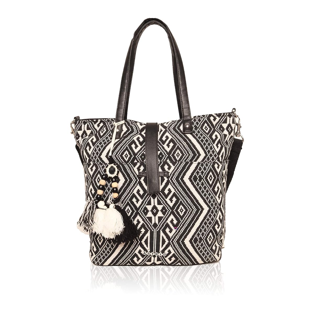 ASTRID Women's Cotton Tote Bags (Dark Grey Textured)