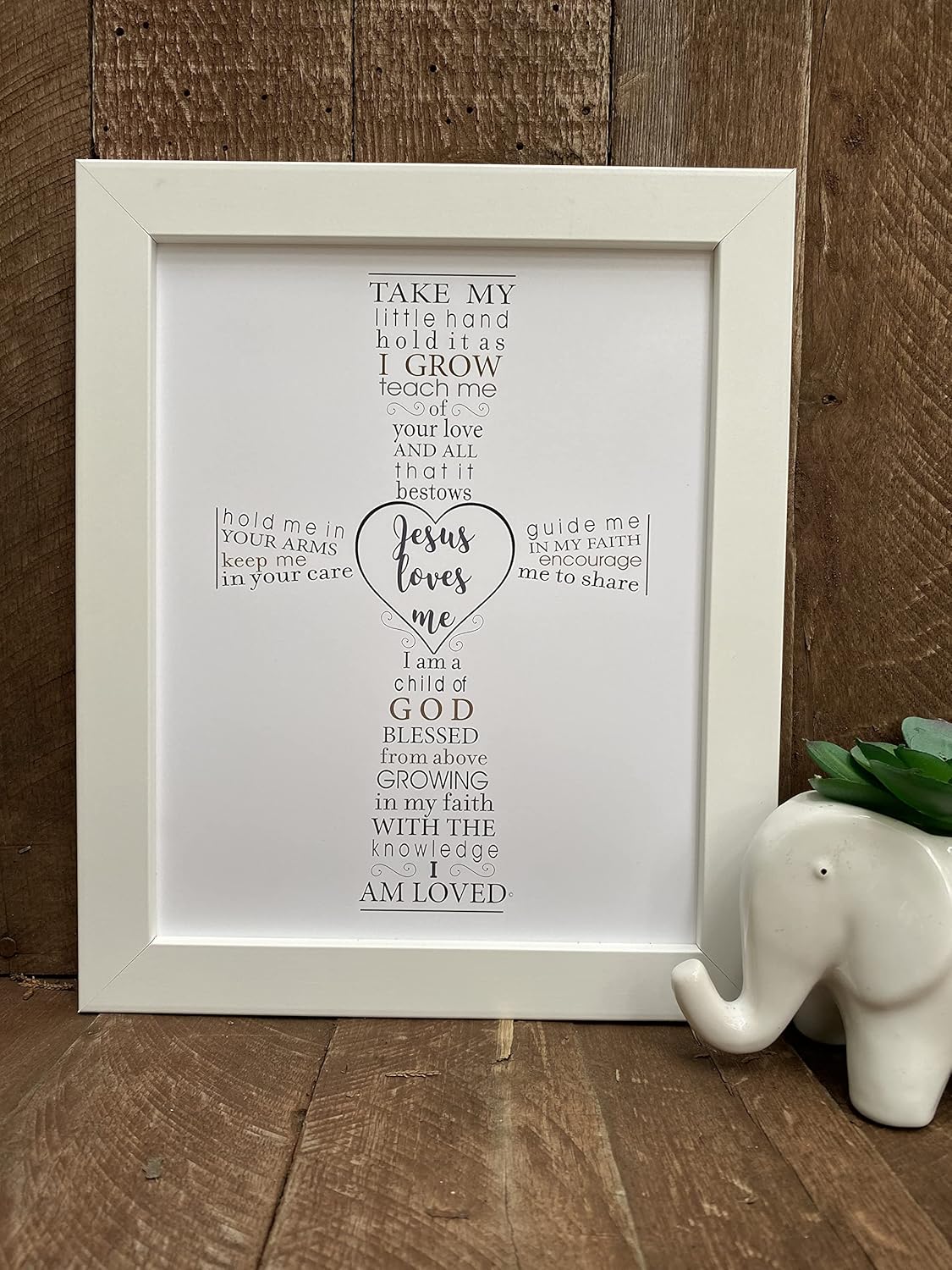 Jesus Loves Me Frame for Baby's Baptism, Dedication or Christening - Made in USA Frame - Gift for Granddaughter/Grandson/Godson/Goddaughter on Christening, Baptism, Dedication (White - Regular)