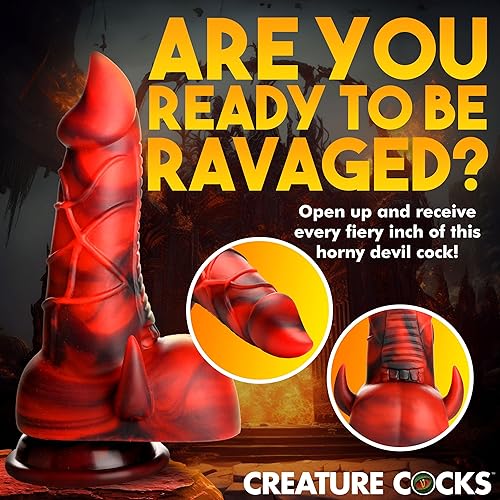 Miniatura 7 de Consolador de silicona Horned Dragon para hombres, mujeres y parejas. Firme y flexible, base de succión fuerte, consolador de fantasía, textura