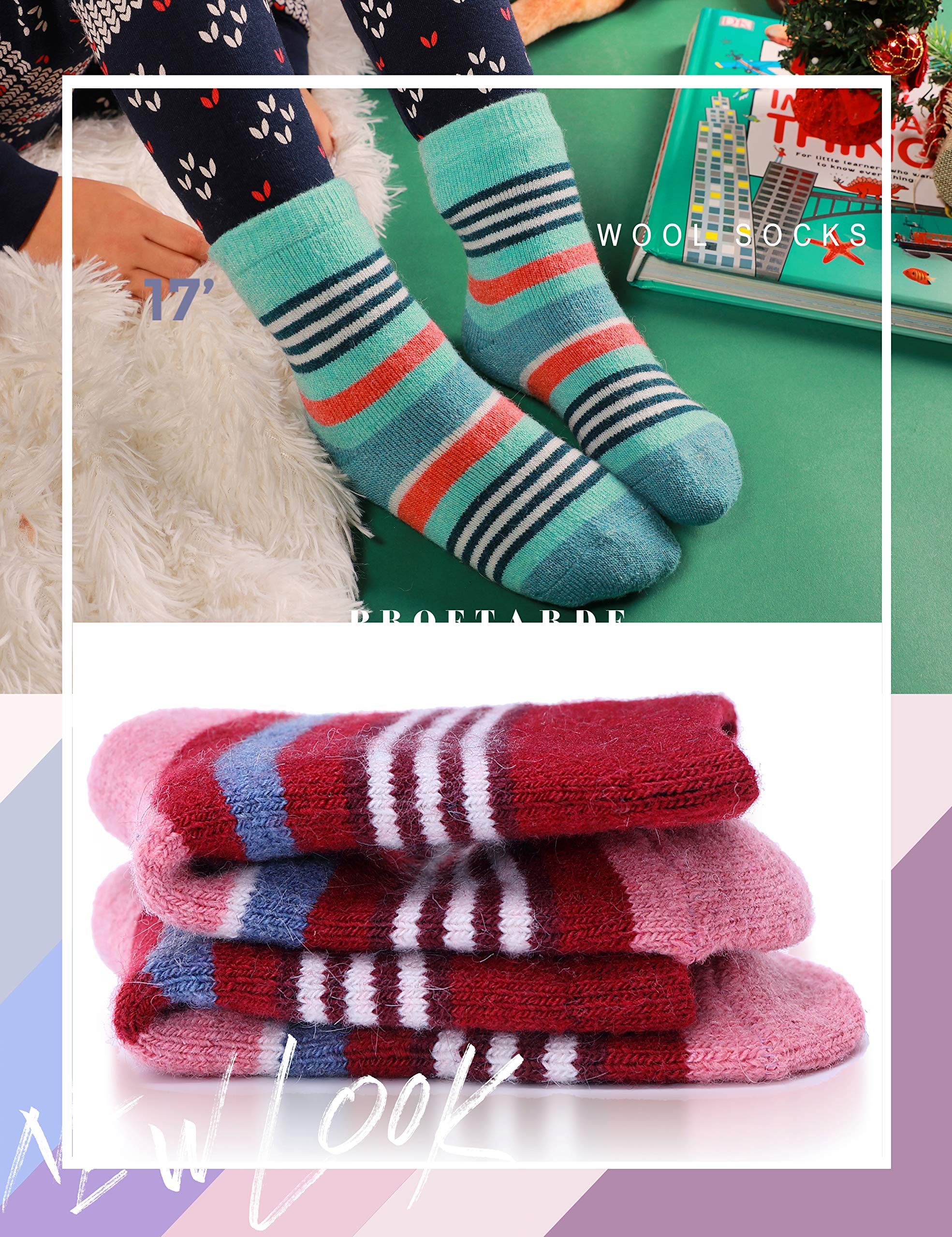 PROETRADE 6 pares de calcetines térmicos para niños y niñas