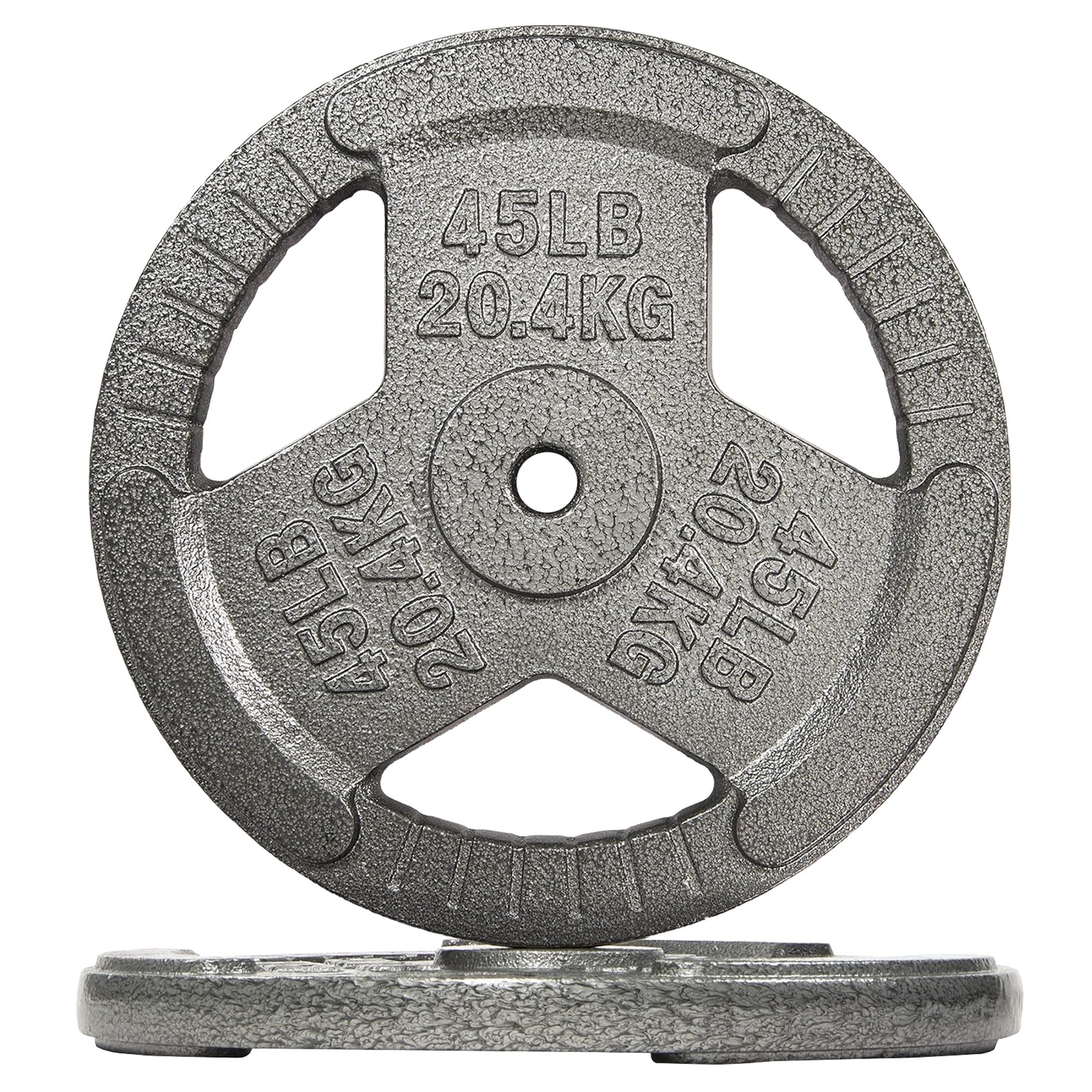 Fitvids Cast Iron 1-Inch Standard Weight Plate for Strength Training & Weightlifting, Multiple Weights Available, 45LB (Pair)