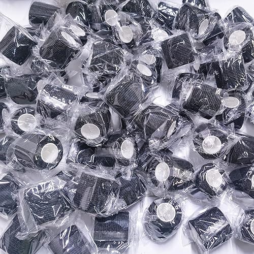 Miniatura 7 de BQTQ 84 rollos de vendaje autoadhesivo negro de 2 pulgadas x 5 yardas, cinta autoadhesiva transpirable para atletismo, deportes, muñeca, tobillo