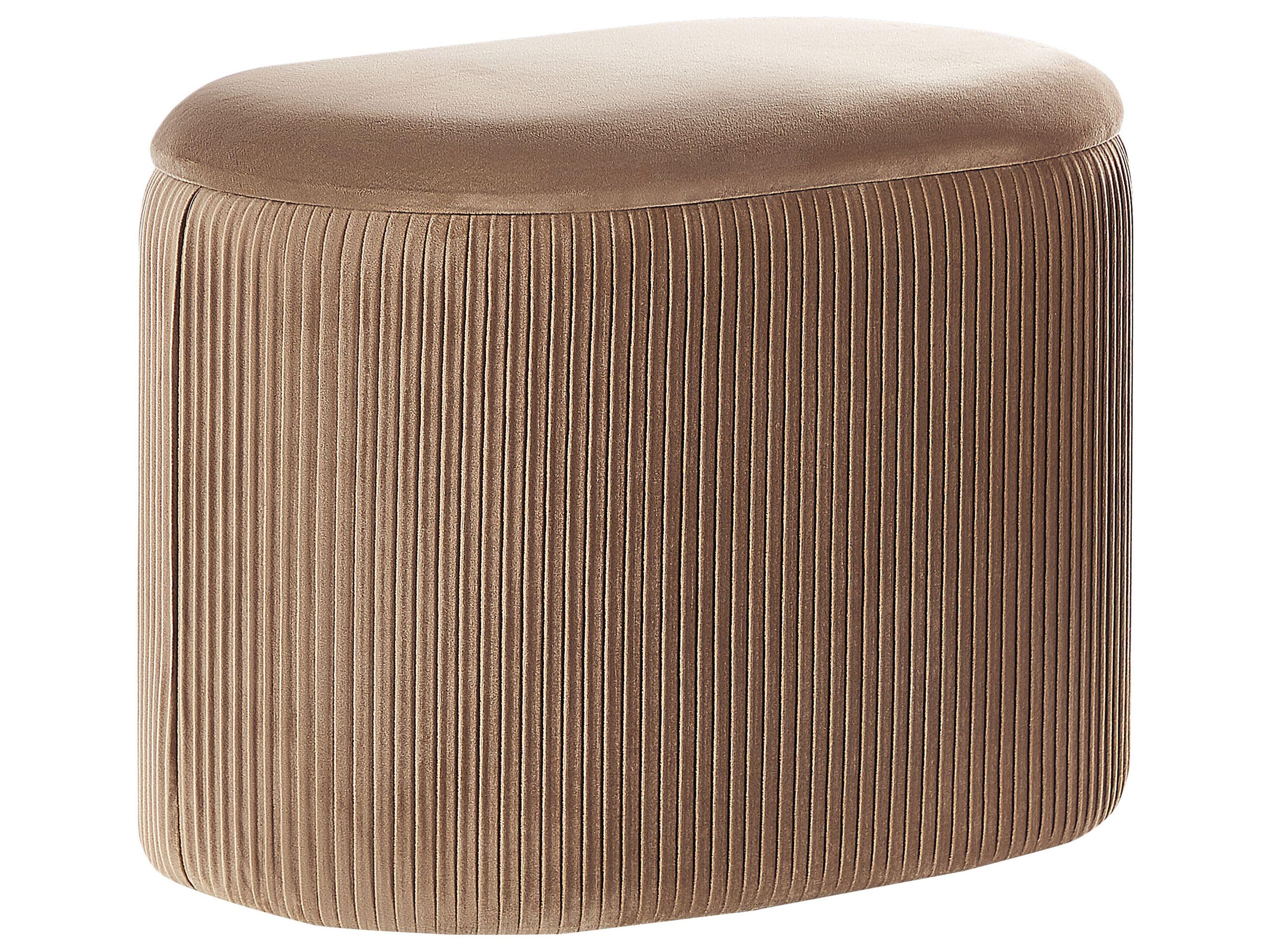 Beliani Puf de Terciopelo Beige almacenaje reposapiés Glamour Sala de Estar Dormitorio Richland