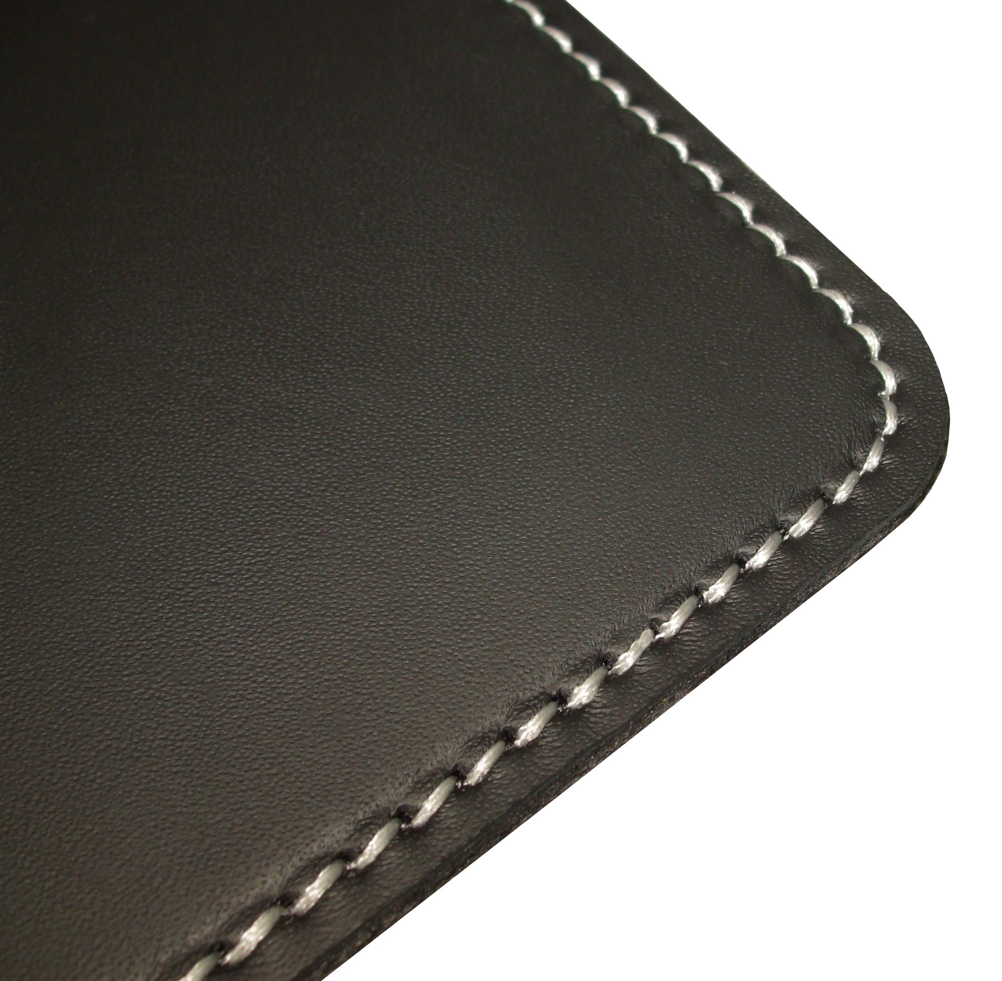 Schreibunterlage Schreibtischunterlage echt Leder schwarz 70 x 50 cm Rindnappaleder, Naht weiss