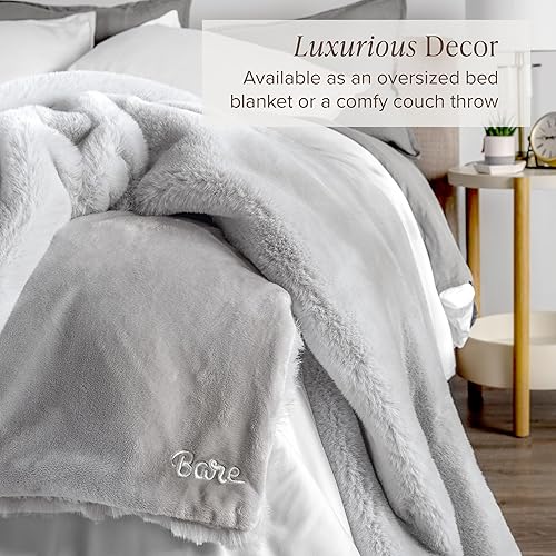 Miniatura 3 de Bare Home Manta de piel sintética, ultrasuave, lujosa, acogedora y cálida para sofá, silla, cama, mullida, súper suave, manta decorativa de cama, 60