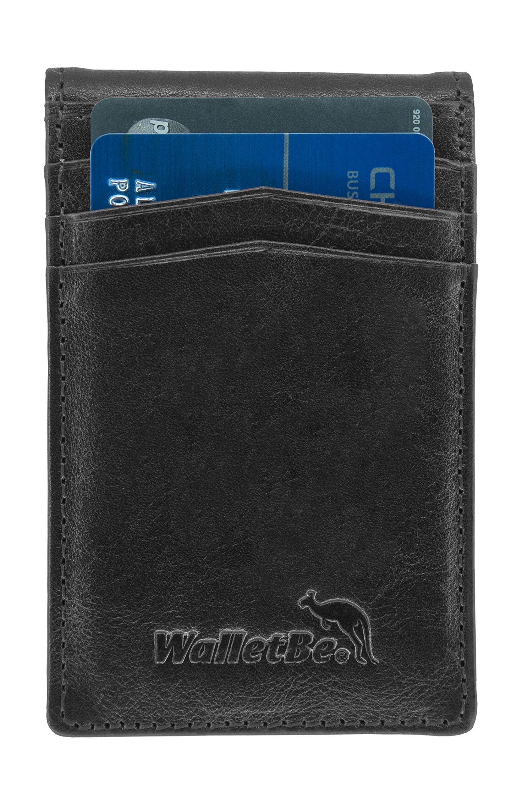 WalletBeMen's Wallet RFID Thin Front Pocket Inner ID Black