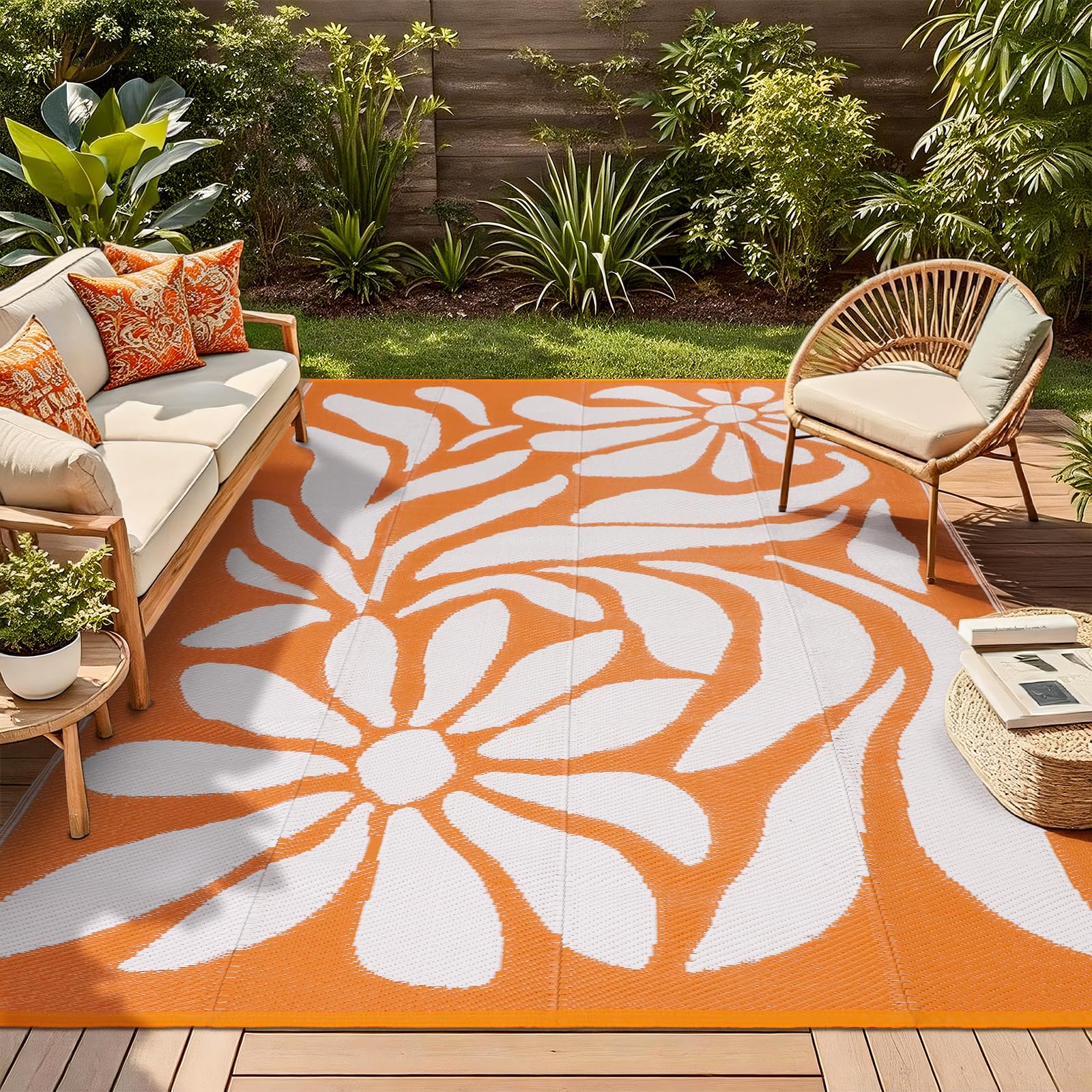 Tapis D’Extérieur Imperméable Réversible 120x180 Cm – Tapis Jardin Pliable Géométrique, Antidérapant Pour Terrasse, Balcon, Camping, Porche Et Pique-Nique