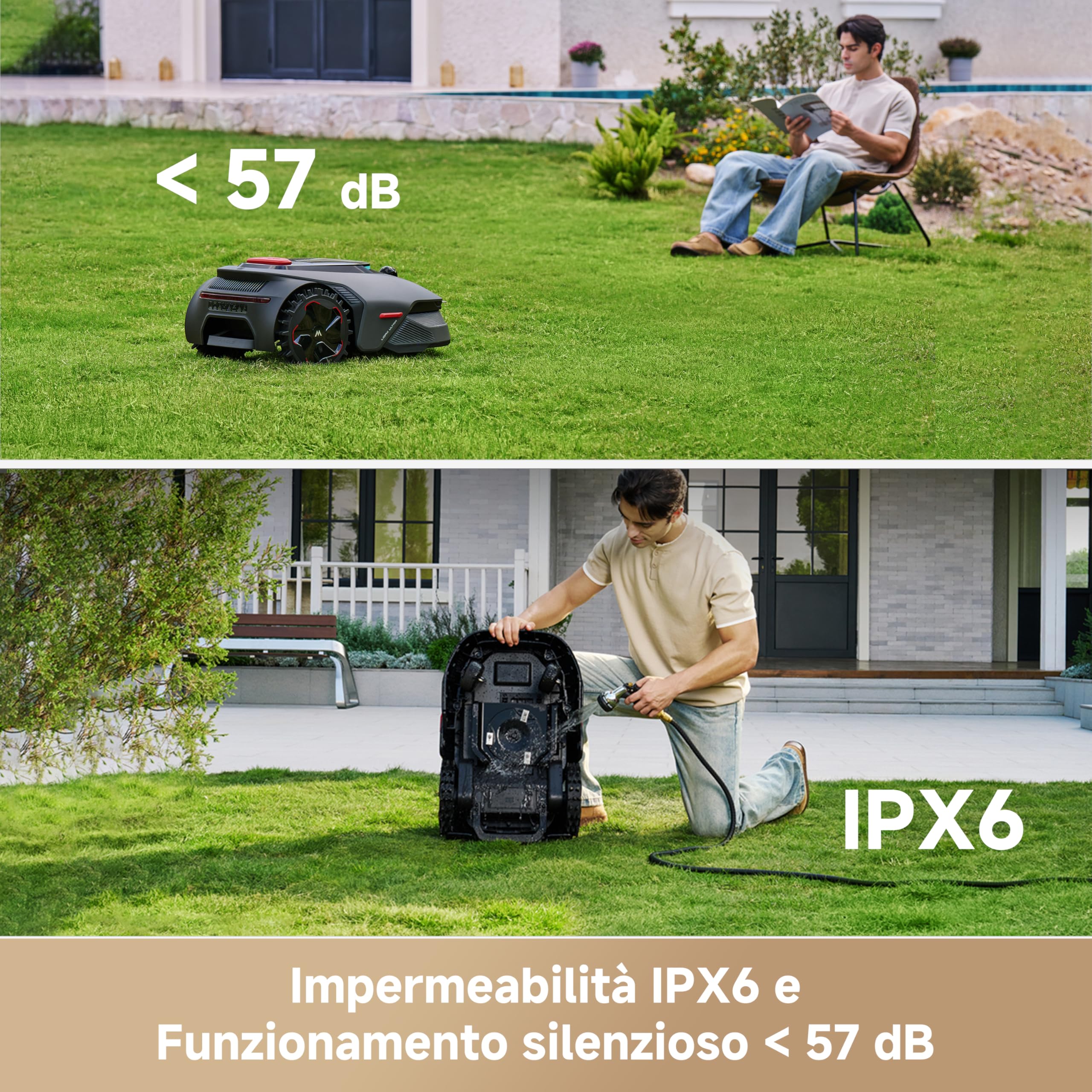 MOVA LiDAX Ultra 1200 Robot cortacésped, sin RTK, mapeo automático con LiDAR 3D de 360°y visión con IA, Corta a Menos de 5 cm de los Bordes, en terrenos complejos, rutas eficientes en Forma de U