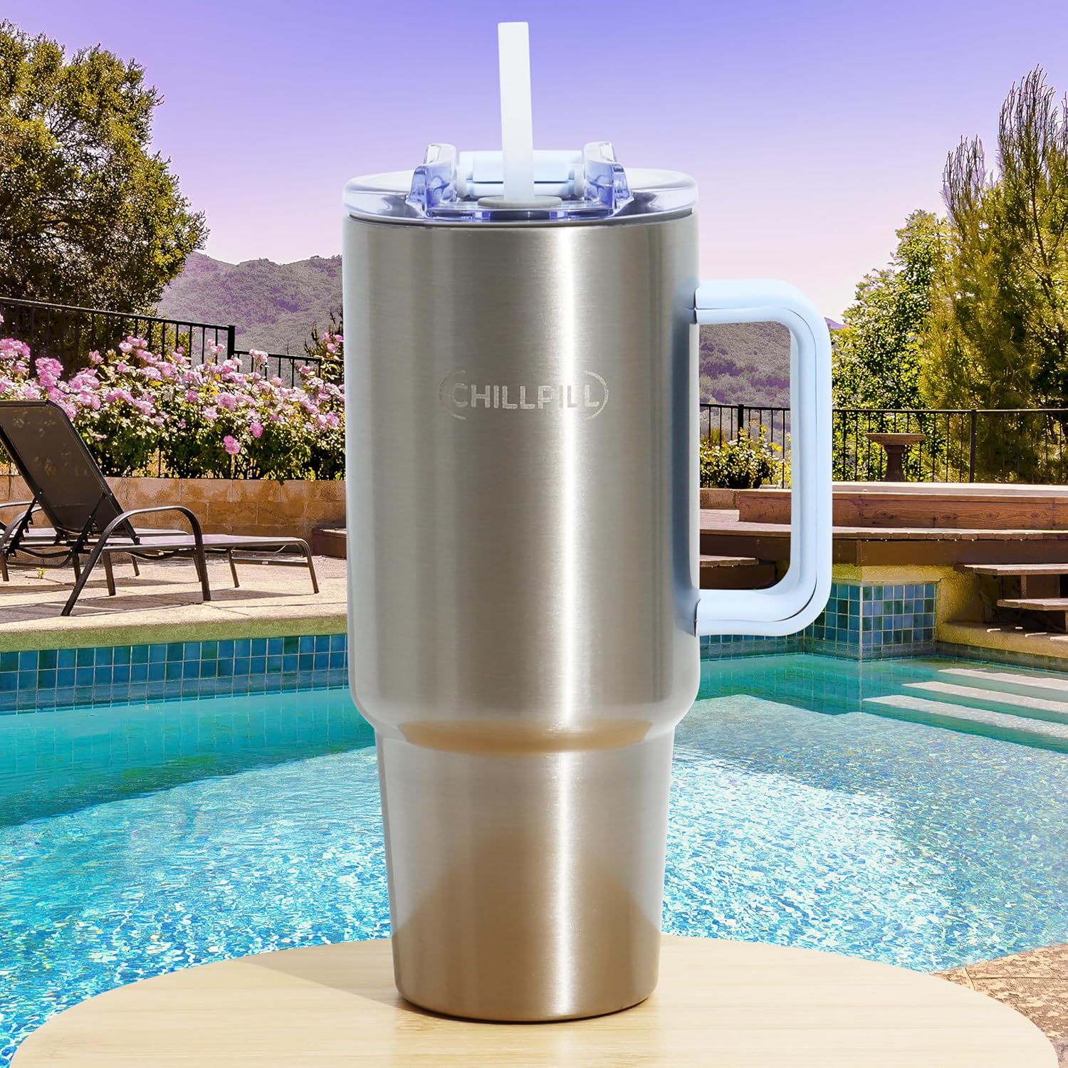 CHILLPILL GO Iced Coffee Chiller - Stainless Steel Cup Iced Coffee Maker & Espresso Chiller, Fast Cooling Cold Brew Coffee Maker, Instant Drink Chiller with Lid & Straw (Black)