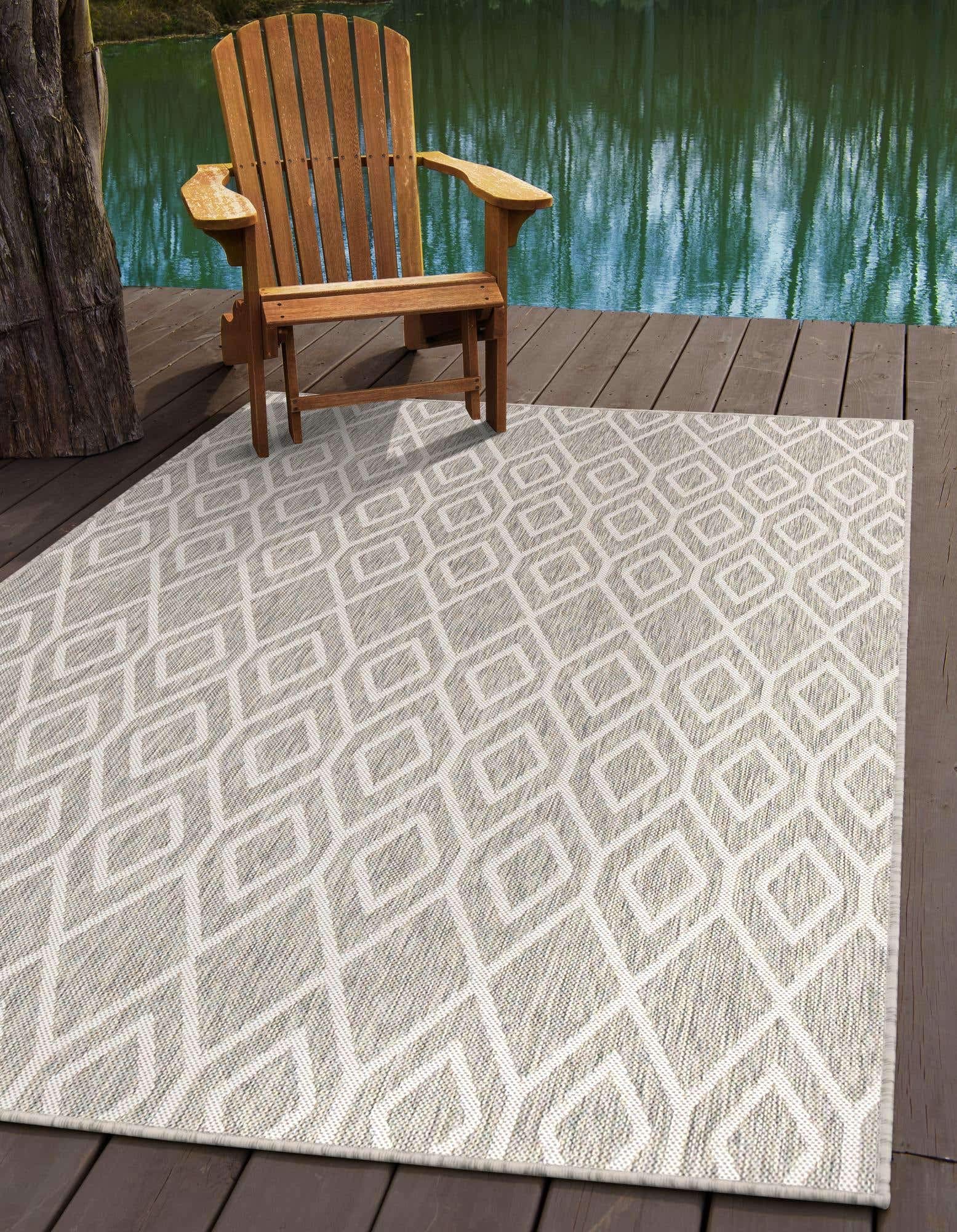 Jill Zarin Outdoor Collection Area Rug - Turks and Caicos (7' x 10' Rectangle Gray Cream/Cream)