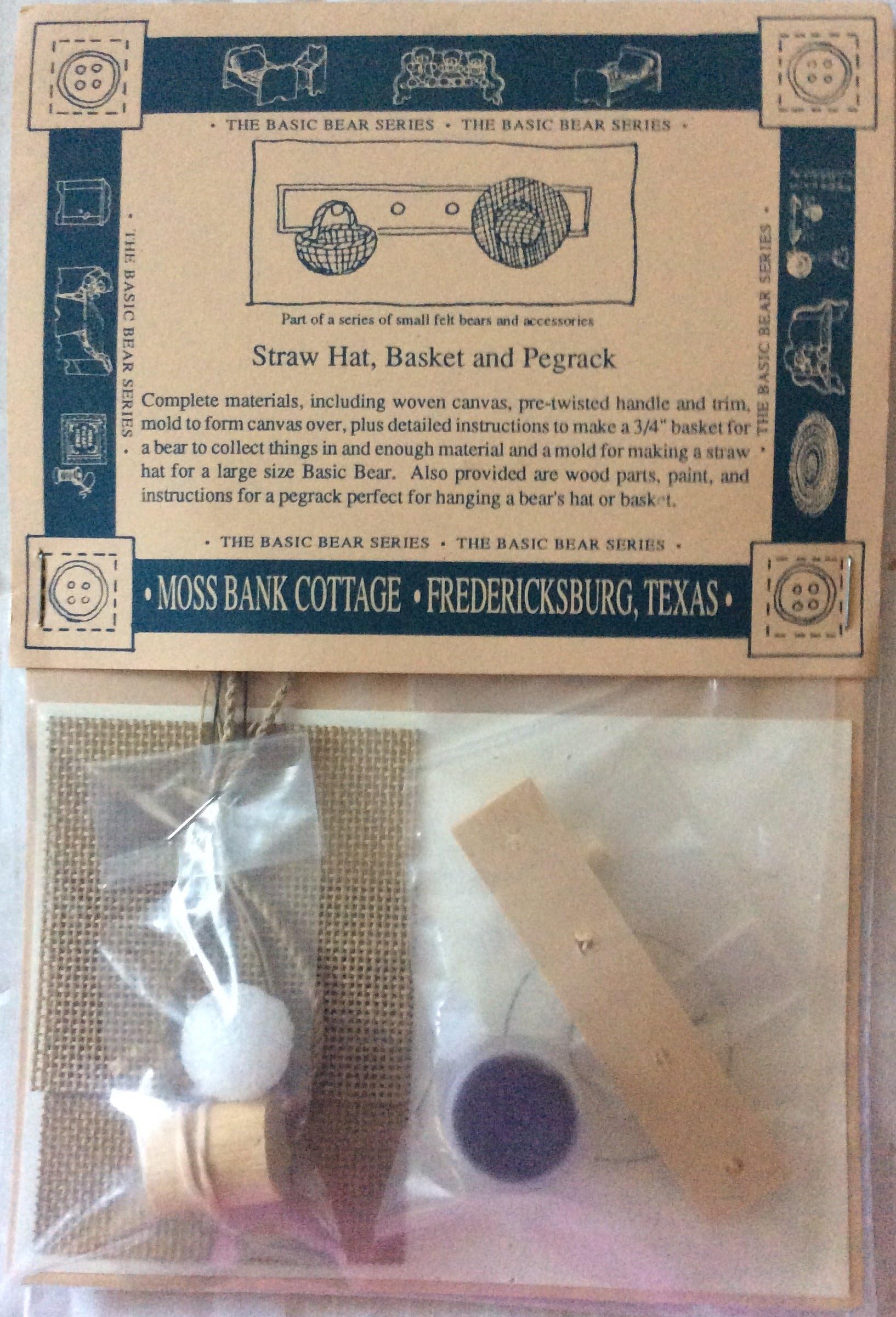 Miniature Dollhouse Straw Hat, Basket and Pegrack Craft Kit