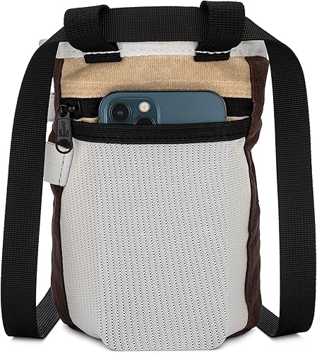 Miniatura 3 de Bolsa de tiza de lona encerada - Bolsillo con cremallera y bolsa de malla para bouldering, escalada en roca, gimnasio, levantamiento de pesas -