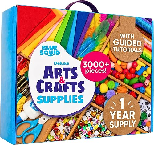 Blue Squid 3000+ pcs Craft Kit for Kids | An All-in-One Gift for Creative Kids