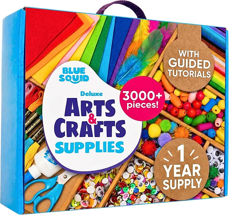 3000+ pcs Arts and Crafts Supplies for Kids | Craft Kit Box for Kids Age 4-5, 4-8, 6-8, 8-12 | Craft Supplies & Materials Crafts Set Toys Art Box Gifts for Girls Boys Bulk Art Kit