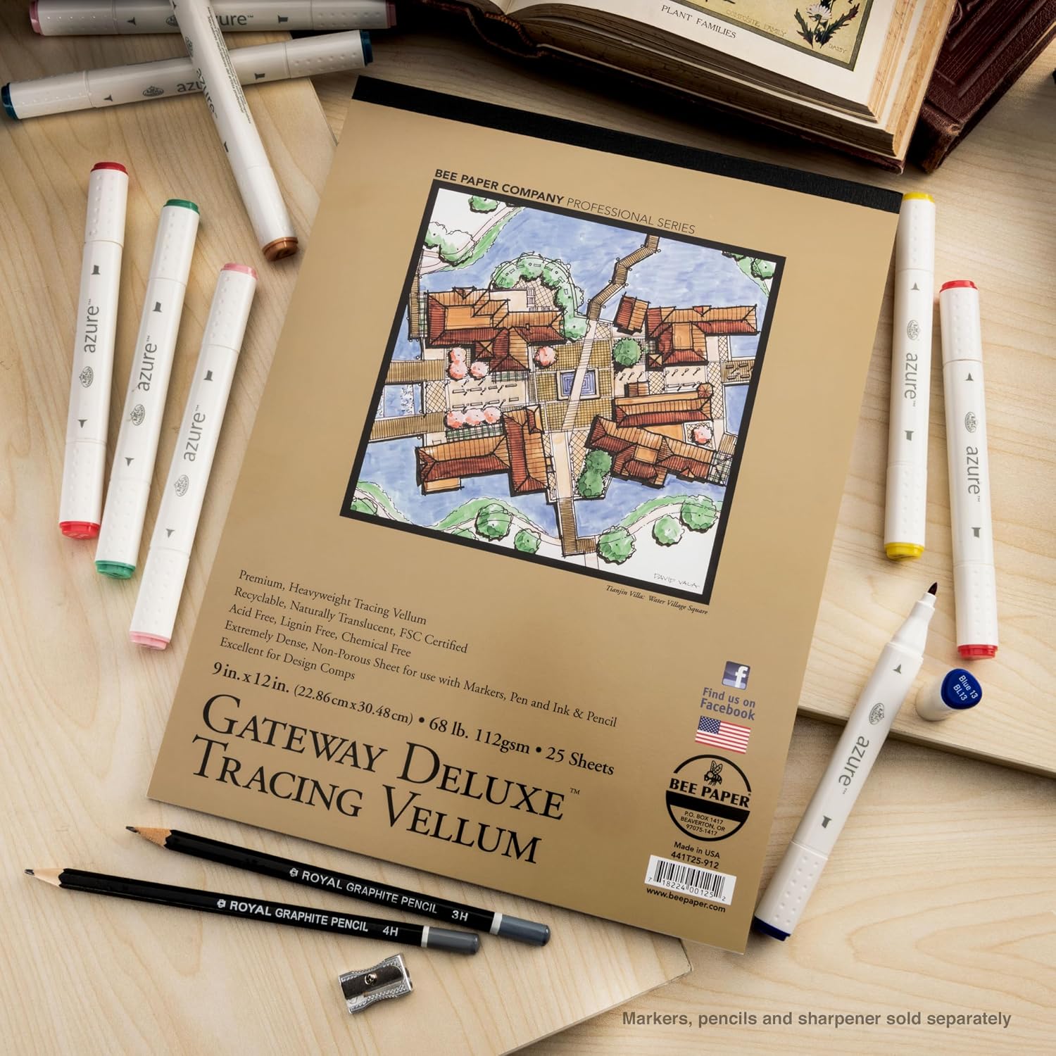 Bee Paper - 9"x 12" Gateway Deluxe Tracing Vellum Paper Pad, 25 Sheets