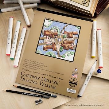 Bee Paper - 9x 12 Gateway Deluxe Tracing Vellum Paper Pad, 25 Sheets