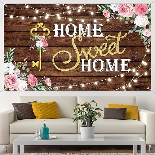 Miniatura 6 de Decoración de fiesta de inauguración de la casa, cartel de fondo de fotografía con luces brillantes, fondo de madera floral rosa, para cabina de