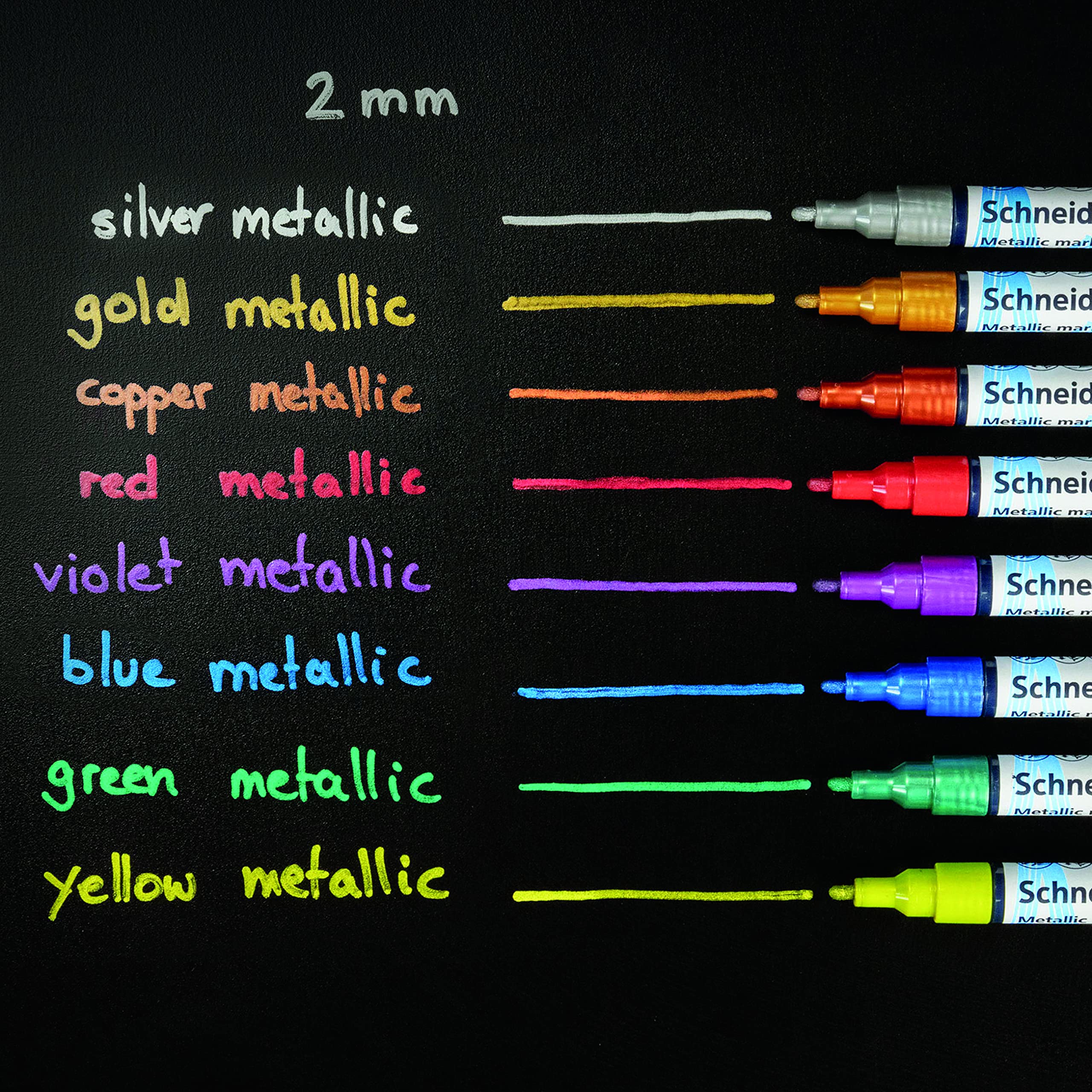 Schneider Paint-It 011 Metallic-Marker, 2 mm, Brieftasche, 4 Stück, verschiedene Farben (ML01111501)