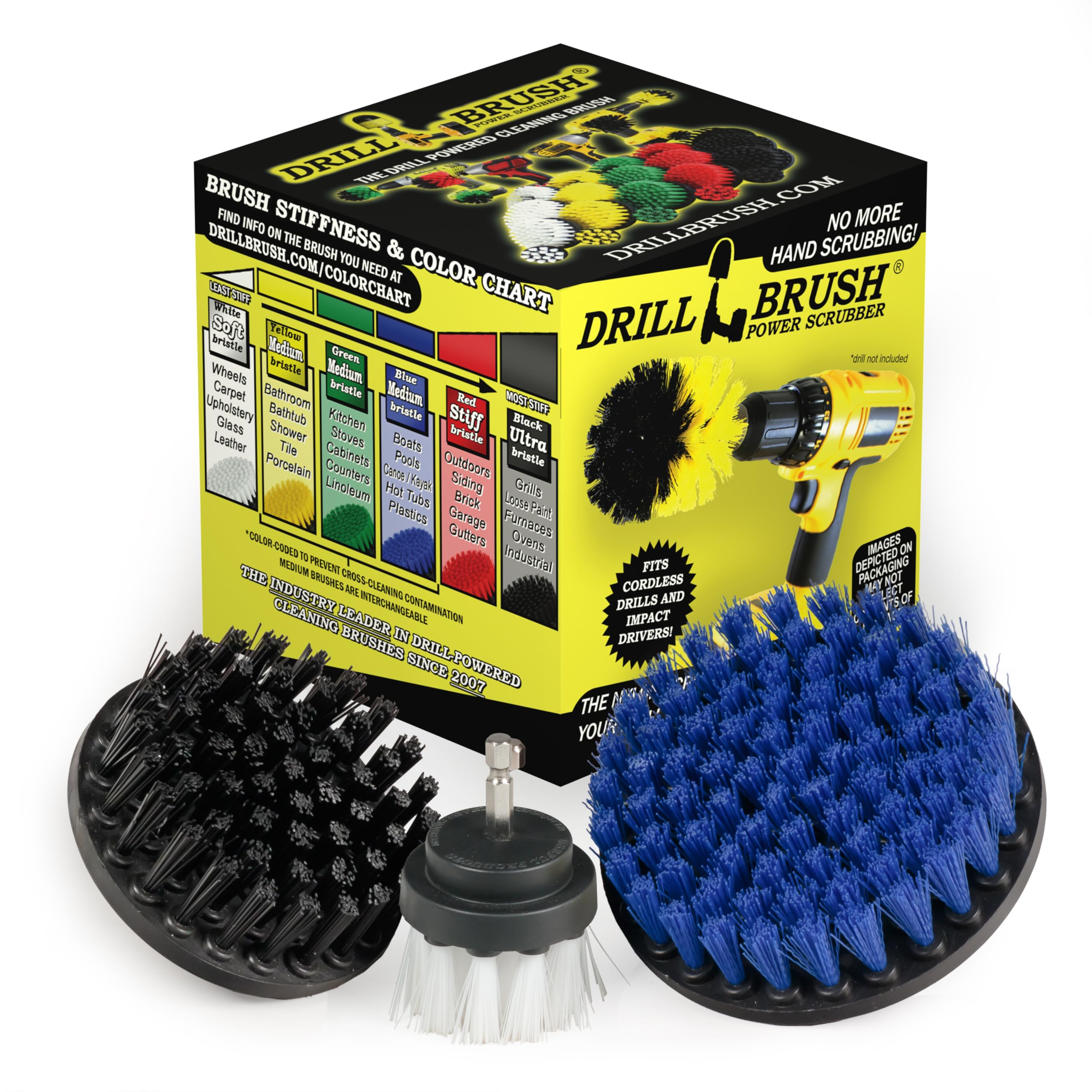 Heavy Duty Drill Brush Attachments for Cleaning Upholstery Carpet Automotive Interior Leather Metal Bathroom Tile Grout Concrete Gravestone