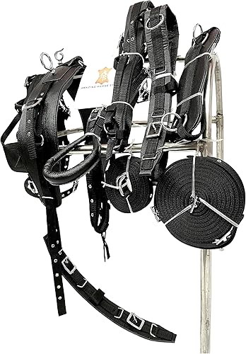 Miniatura 2 de Arnés de conducción de nailon para carrito de caballo, tachuela en forma de corazón y piedras brillantes en la banda de la orilla (matrimonial,