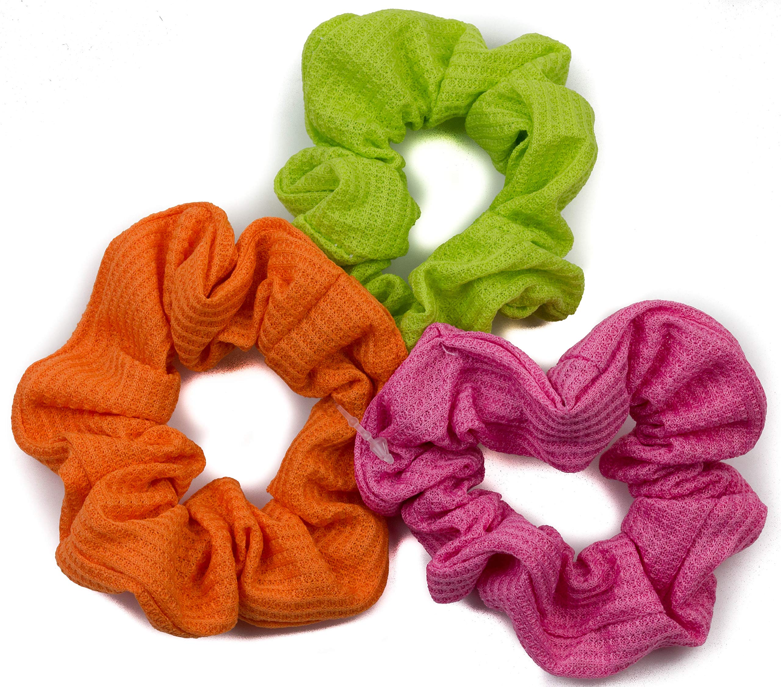 Mytoptrendz Girls Bright Neon Mytoptrendz® Set Of 3 Pcs Small Soft Colourful Scrunchies Hair Ties Assorted Colour (Bright Green, Orange, Pink)
