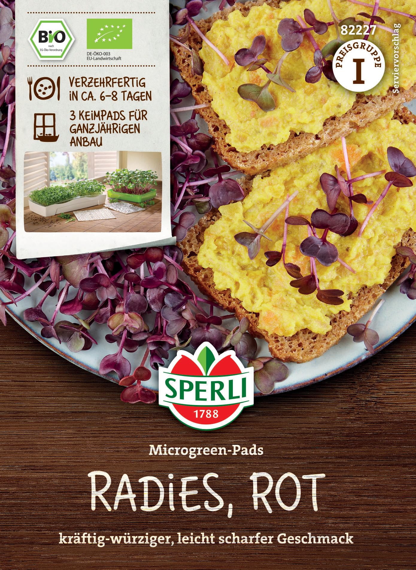 Sperli BIO Microgreen Pads Radieschen 82227 - Kräftig-würziger Geschmack - Verzehrfertig in 6-8 Tagen - Radieschen Sprossen, Pflanzensamen, Saatgut