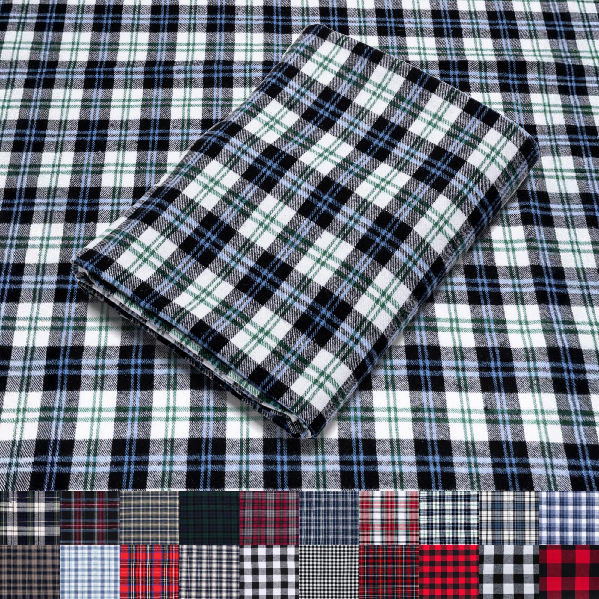 Pico Textiles 1 Yard Blue and Green Blackwatch Tartan Plaid Flannel Fabric - 60" Wide - 100% Cotton - Sold by The Yard - for Shirts, Scarves, Pajamas & Receiving Blankets — view 40