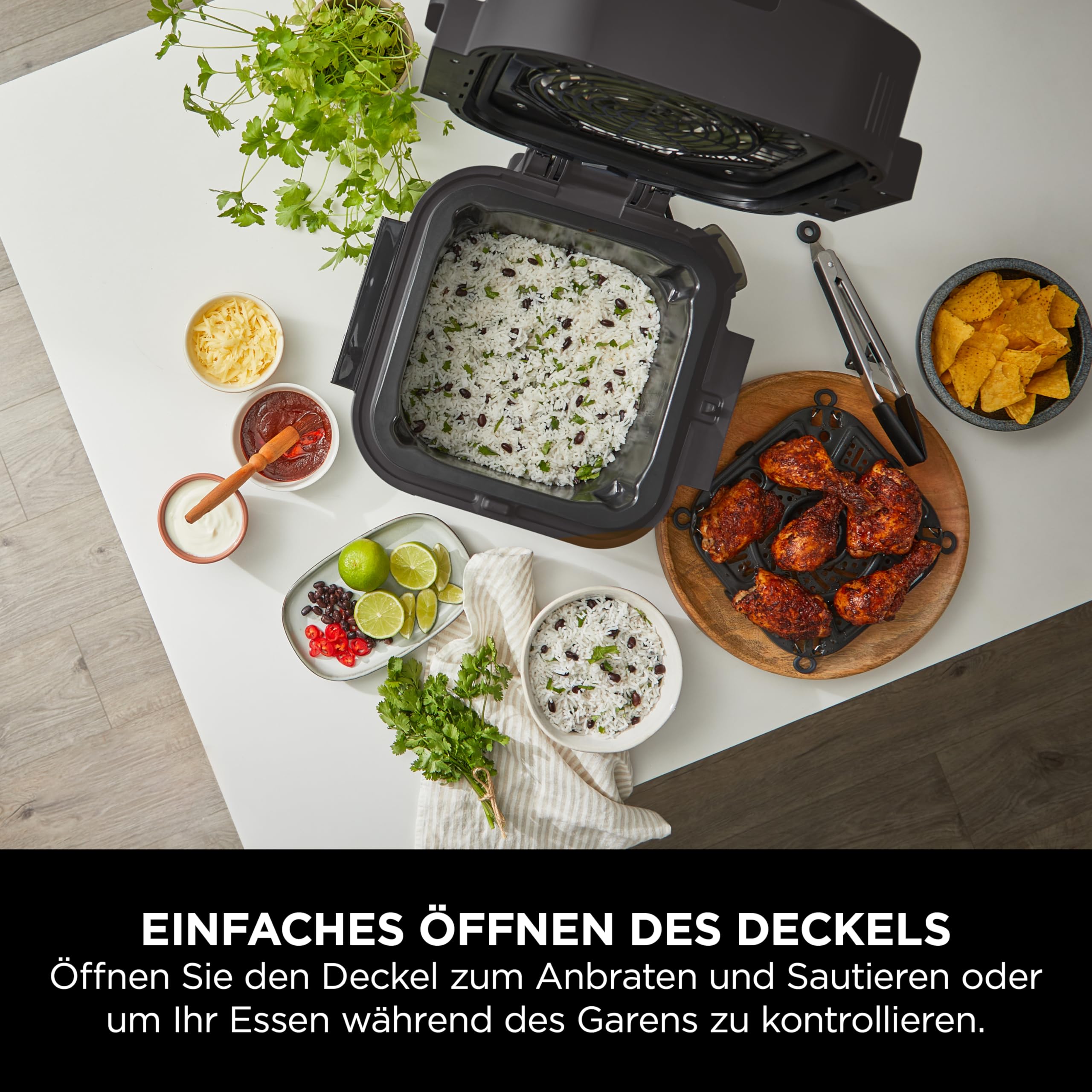 Ninja Speedi Multikocher, 5,7L, 10-in-1 Multicooker, Airfryer Heißluftfritteuse, Slow Cooker Langsamkochen, Grillen, Backen, Schwarz & Kupfer ON400EUCP