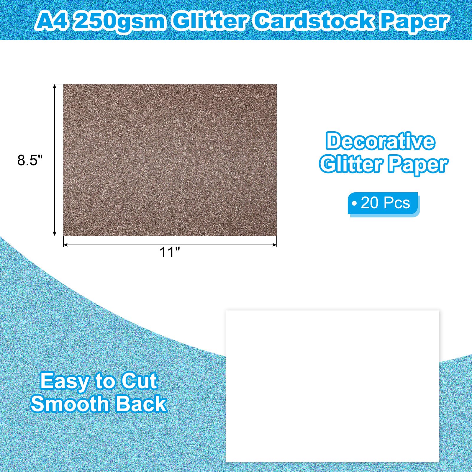 PATIKIL 20 Sheets Brown Glitter Cardstock 8.5 x 11 in - Image 2