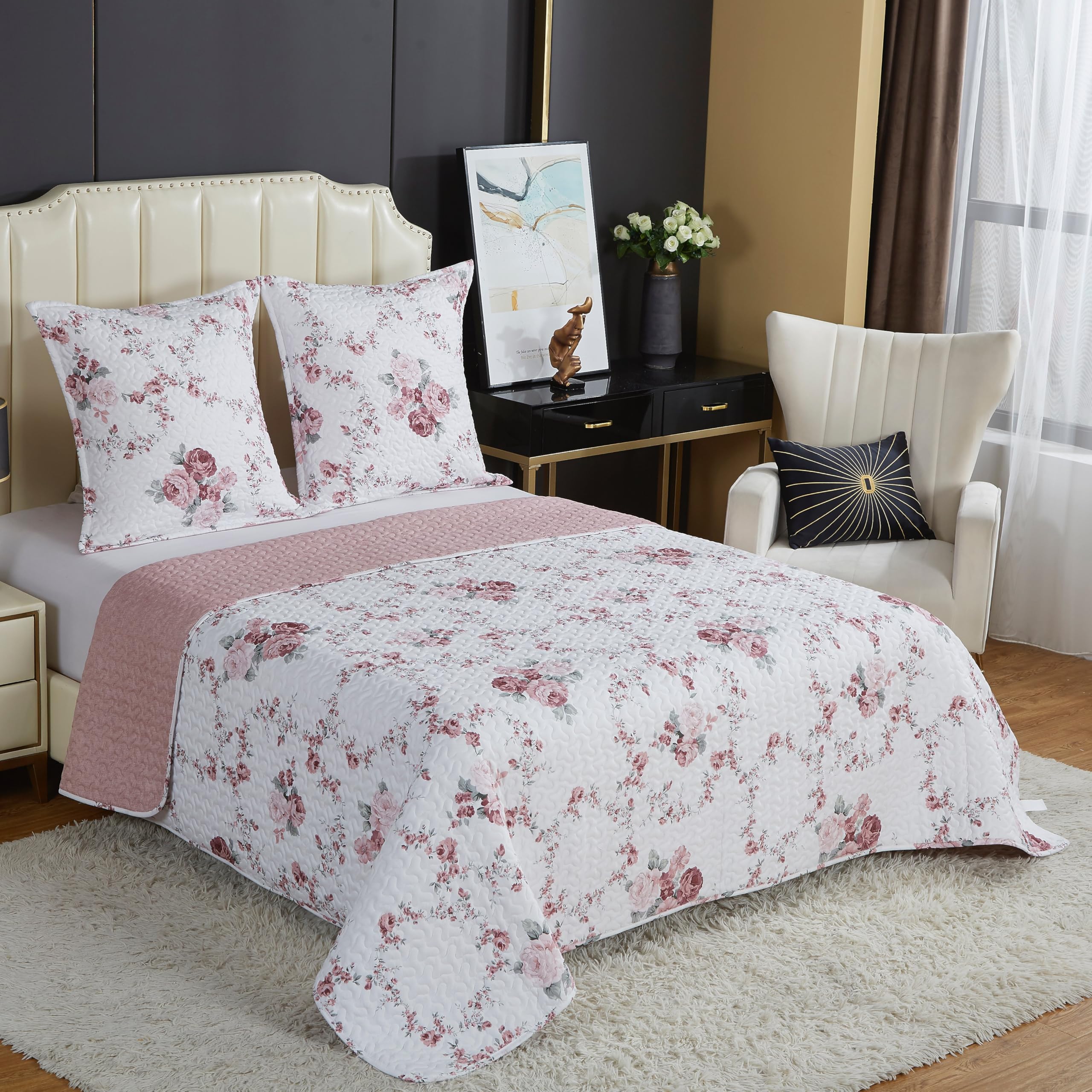 Fanny & Céline Couvre-lit épais Matelassé 220x240cm Avec 2 Taies 65x65cm M236028 P 140419