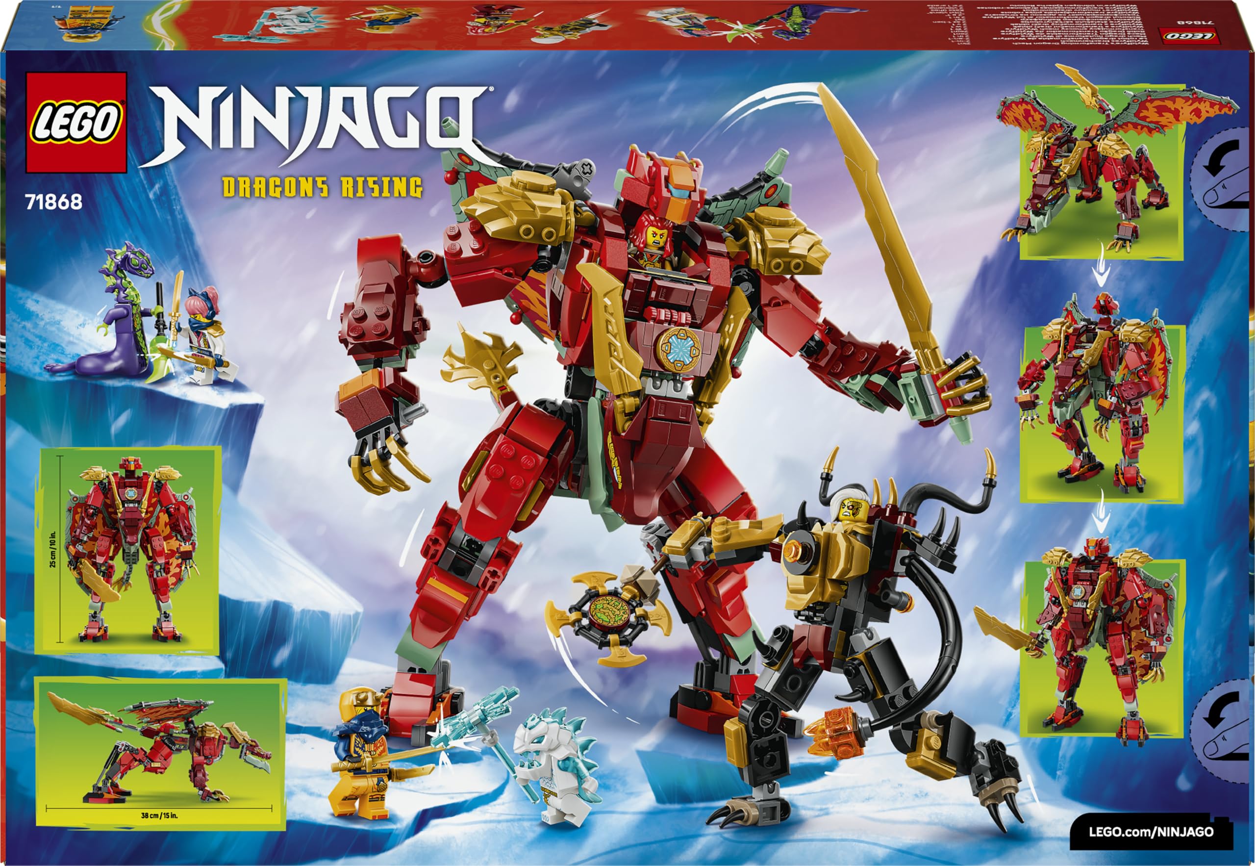 LEGO Ninjago Le Robot Dragon Transformable de Braséra - Jouet Ninja 2-en-1 - Figurine avec Robot de l’Impératrice Béatrix & 6 Minifigurines - Cadeau d'anniversaire pour Garçon dès 9 Ans ou Fan 71868