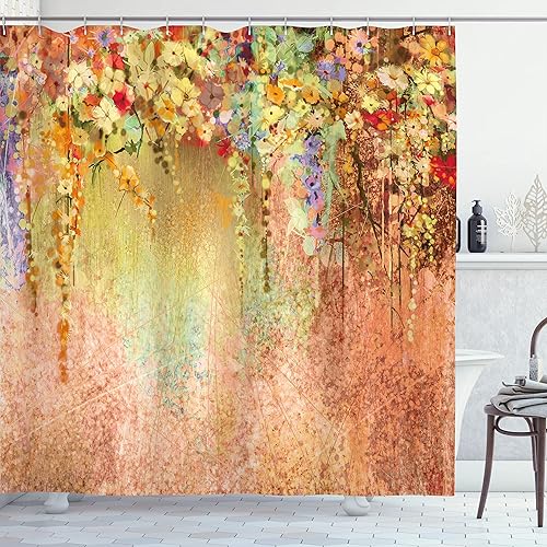 Miniatura 41 de Ambesonne Decor Collection cortina para regadera de baño de poliéster Gris y amarillo,Negro Blanco,Mostaza Camel,Gris carbón amarillo,Crema,Crema