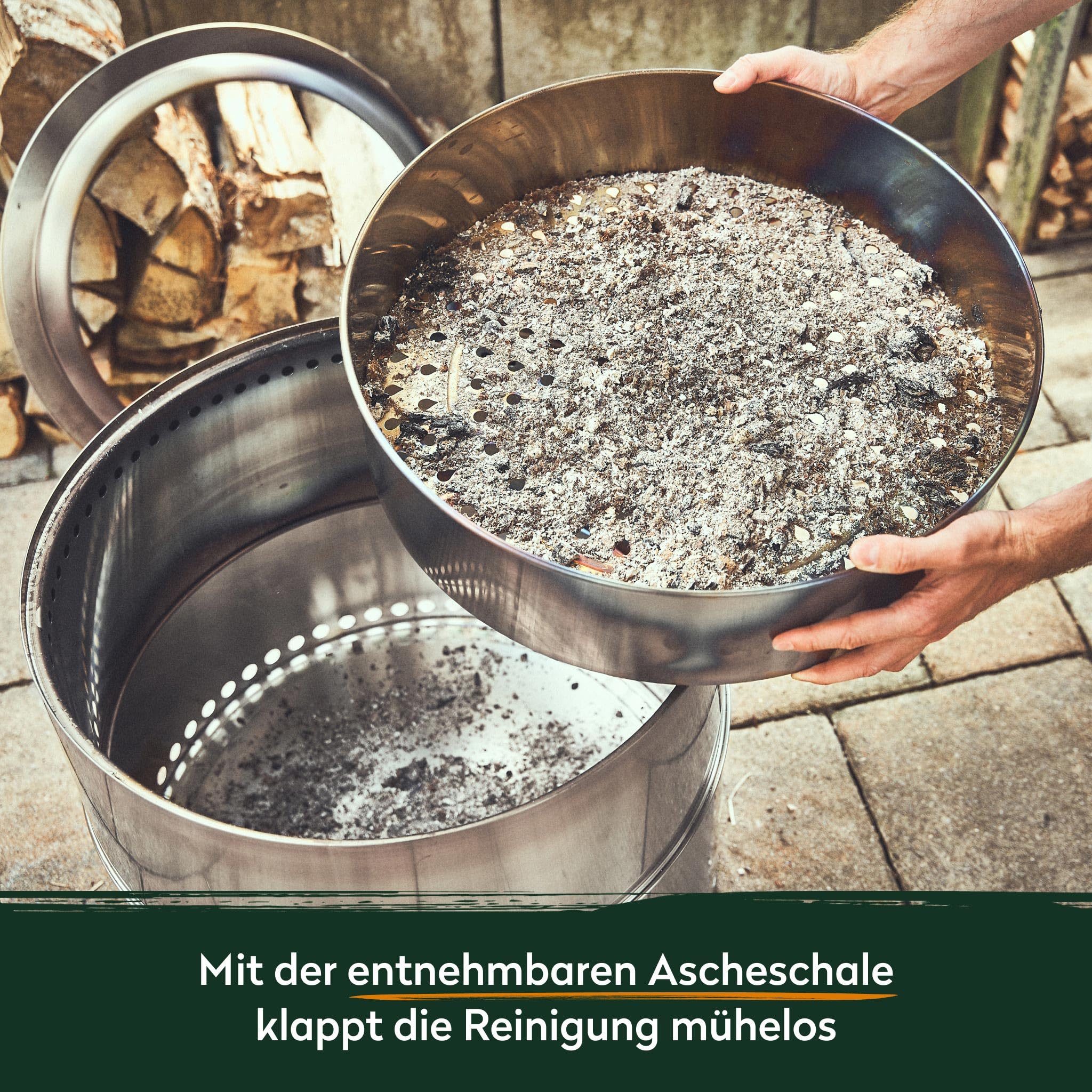 BURNHARD® Feuerschale Edelstahl 50 cm, inkl. Aufbewahrungstasche, Feuertonne, Feuerkorb, raucharme Sekundär-Verbrennung, langlebig & mobil für Garten, Terrasse & Balkon