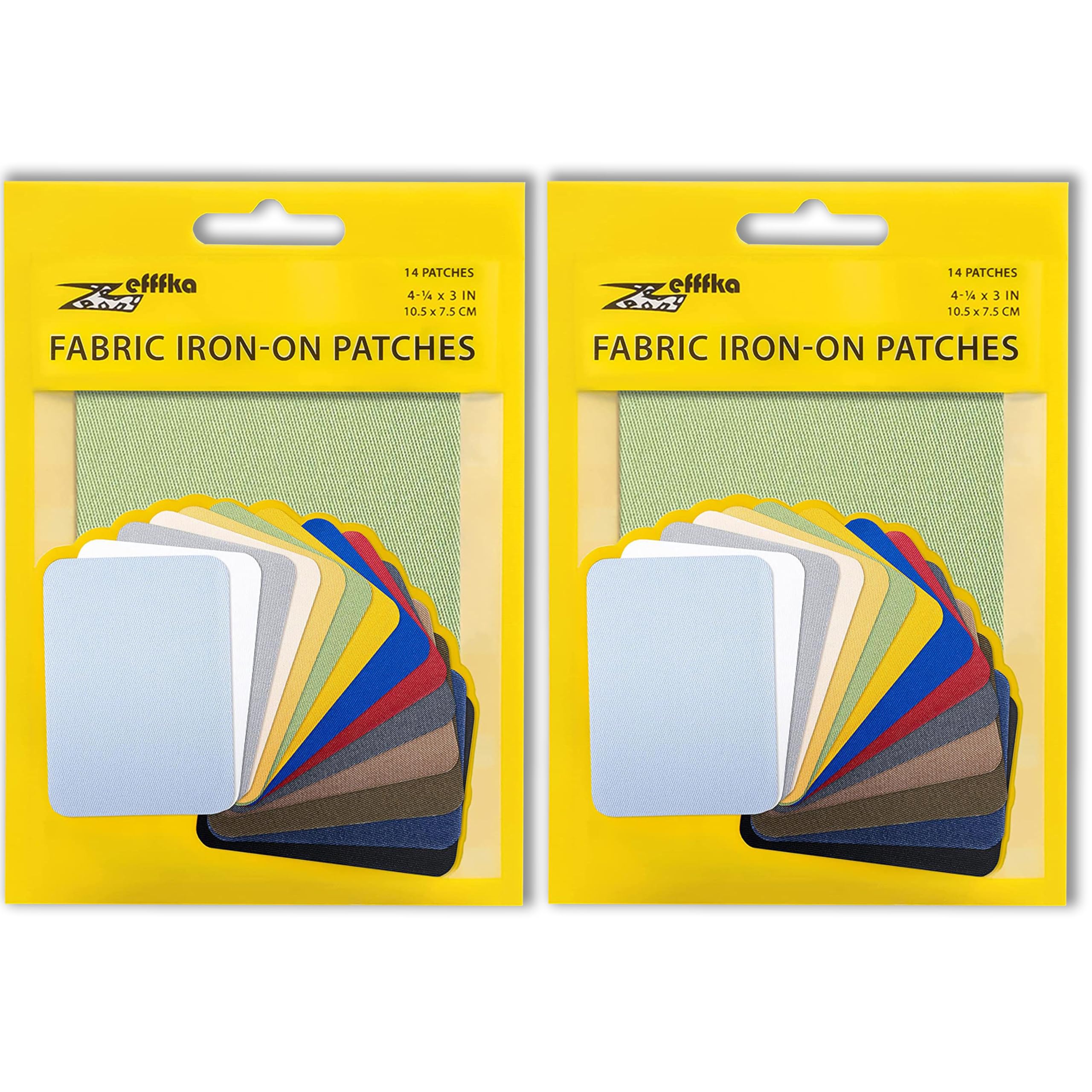 ZEFFFKA 2PACK Kleider-Flicken zum Aufbügeln für Innen und Außen Stärkster Kleber 100% Baumwolle Verschiedene Reparatur-Dekorationsset 14 Stück Größe 3" x 4-1/4" (7,5 cm x 10,5 cm)