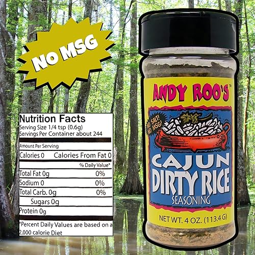 Miniatura 2 de Andy Roo's Condimento criollo de arroz sucio cajún sin sal, coctelera de 4 onzas