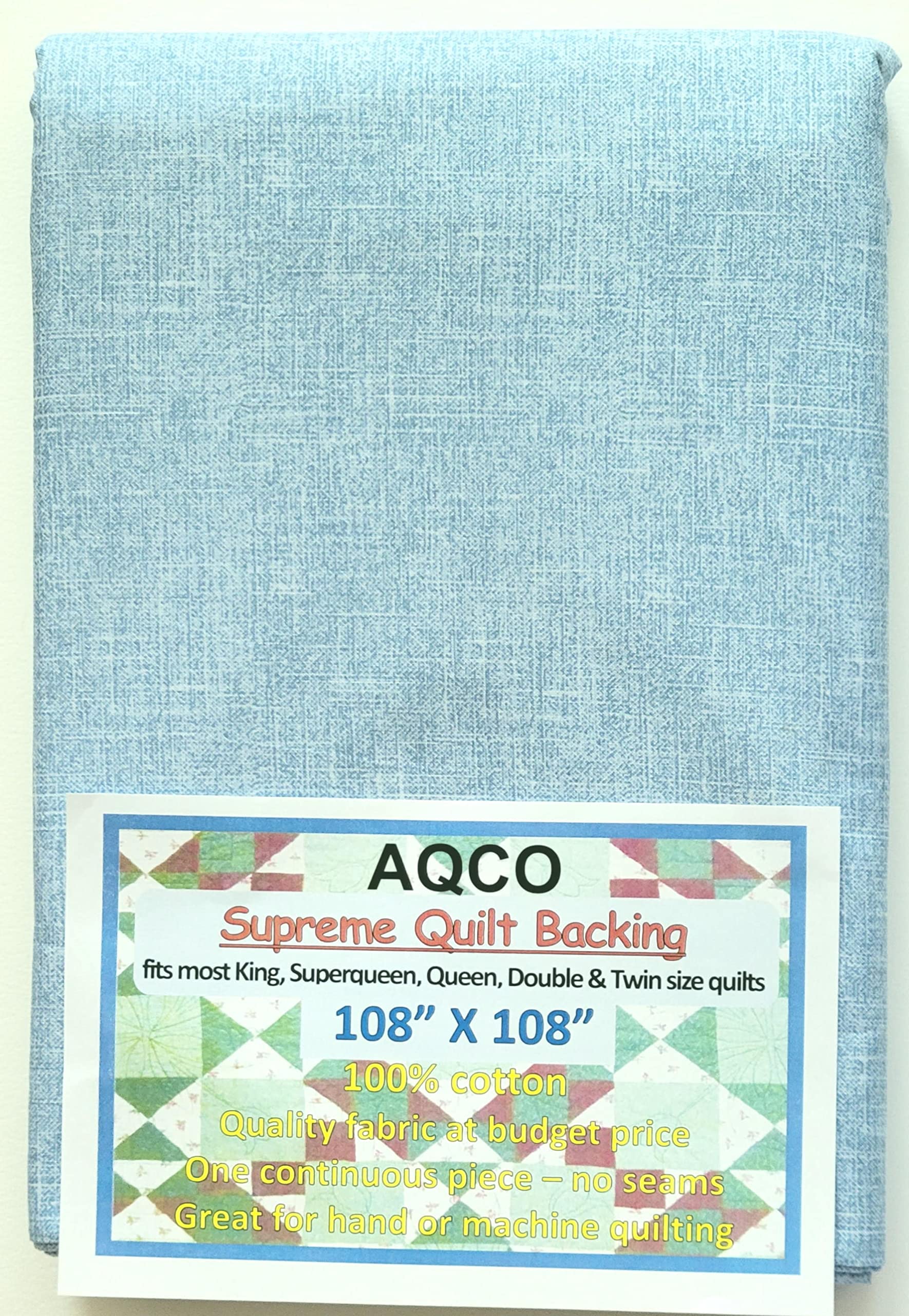 Supreme Quilt Backing, King, Seamless, from AQCO, Blender Light Blue, 108"x108"