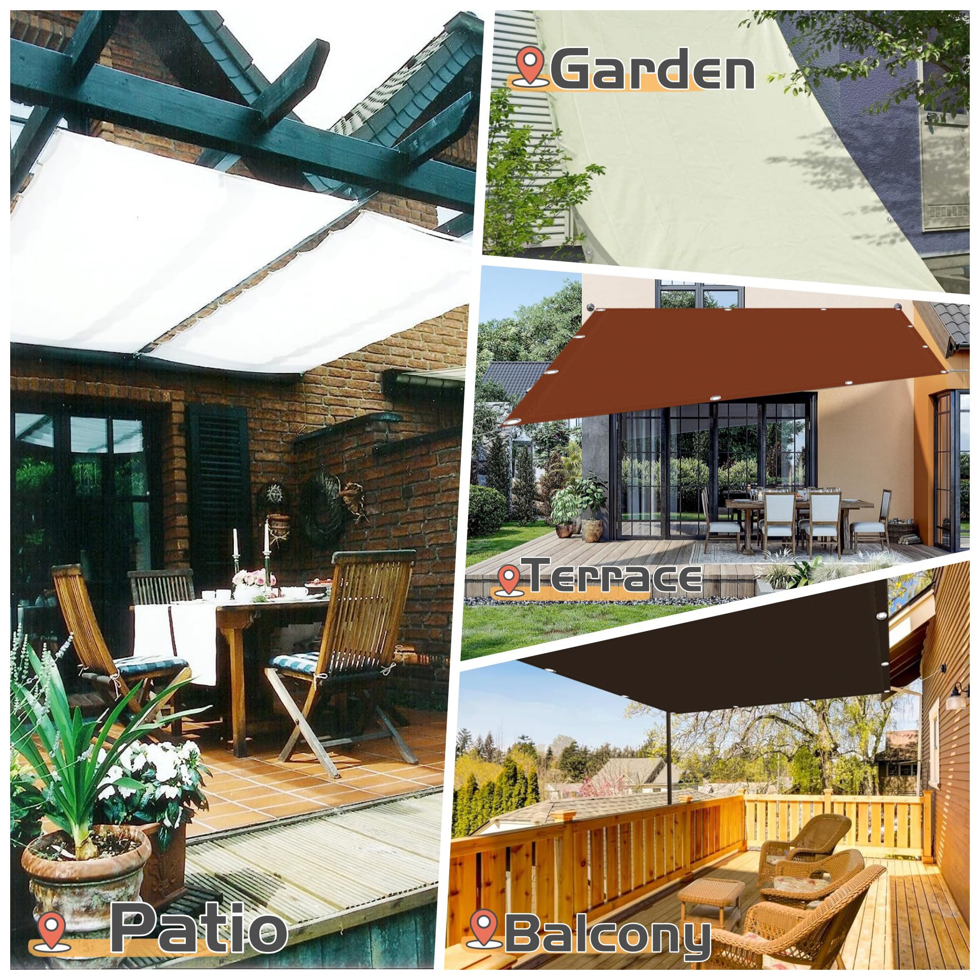 Sonnensegel Rechteckig Wasserdicht 180 x 180 cm Sonnenschutz Sunsegel UV Schutz Polyester Viele Längen Und Breiten Zur Auswahl mit Ösen Und Seil für Balkon Terrasse Garten, Rostrot