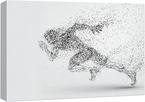 wall26 Lienzo impreso para pared, explosión de puntos, corredor abstracto de pista y campo, atletas deportivos, arte digital, arte moderno, rústico,