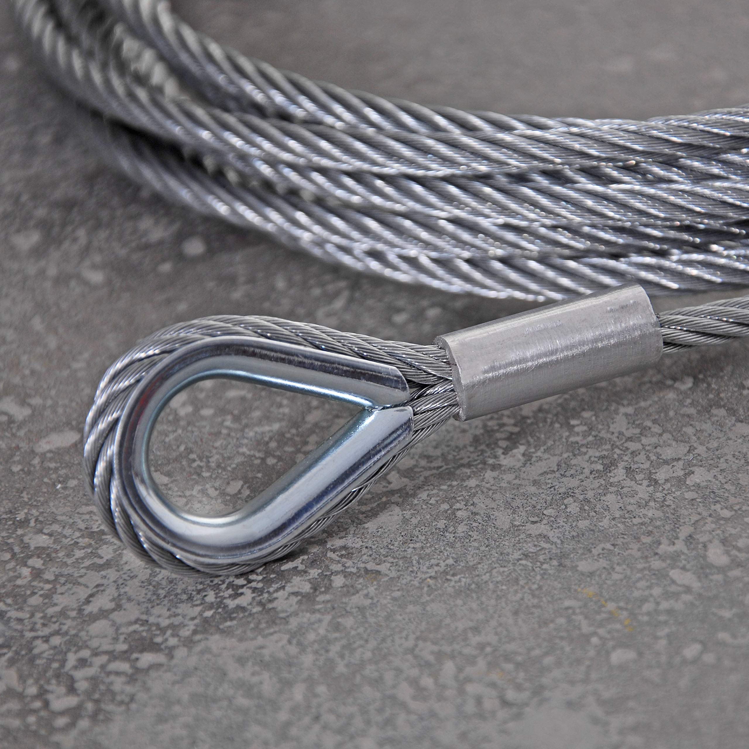 Cable de acero con guardacabos – Cuerda de tope, cable de acero con ojales, galvanizado, diámetro de 16 mm, carga útil de 2700 kg, 8 m