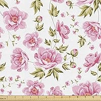 Vista 72 de Lunarable Tela suculenta de The Yard, flores en acuarela estilo pintura coloridas flores de primavera tema de jardinería, tela de microfibra