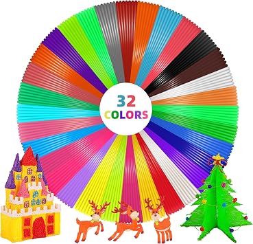 EWPJDK 3D Pen Filament Refills 32 Colors 320ft Each Color 10 feet 1.75mm PLA 3D Pen Filament Christmas Gifts 32 Colors