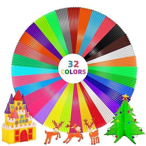 EWPJDK 3D Pen Filament Refills 32 Colors 320ft Each Color 10 feet 1.75mm PLA 3D Pen Filament Christmas Gifts (32 Colors)