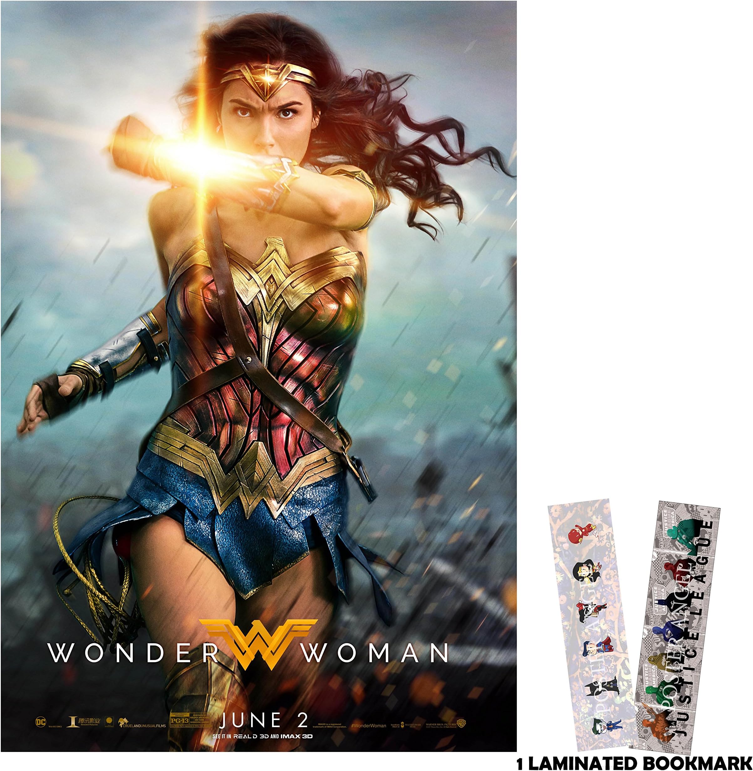 Wonder Woman (2017) - Shine - 13 in x 19 in Movie Poster Flyer BORDERLESS + Free Bookmark