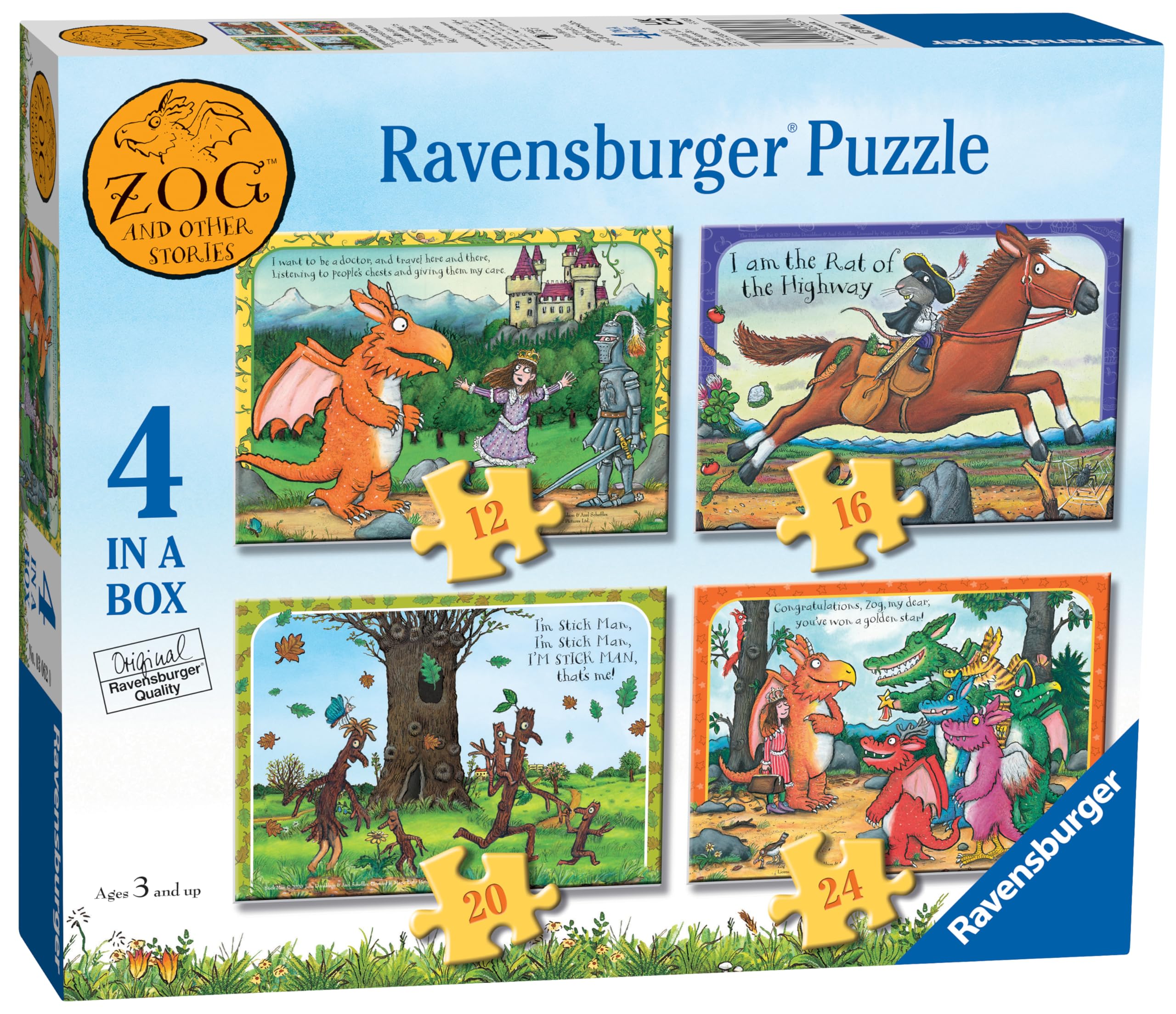 Ravensburger Boys Zog & Other Stories 4 In Box (12, 16, 20, 24 Piece) Jigsaw Puzzles